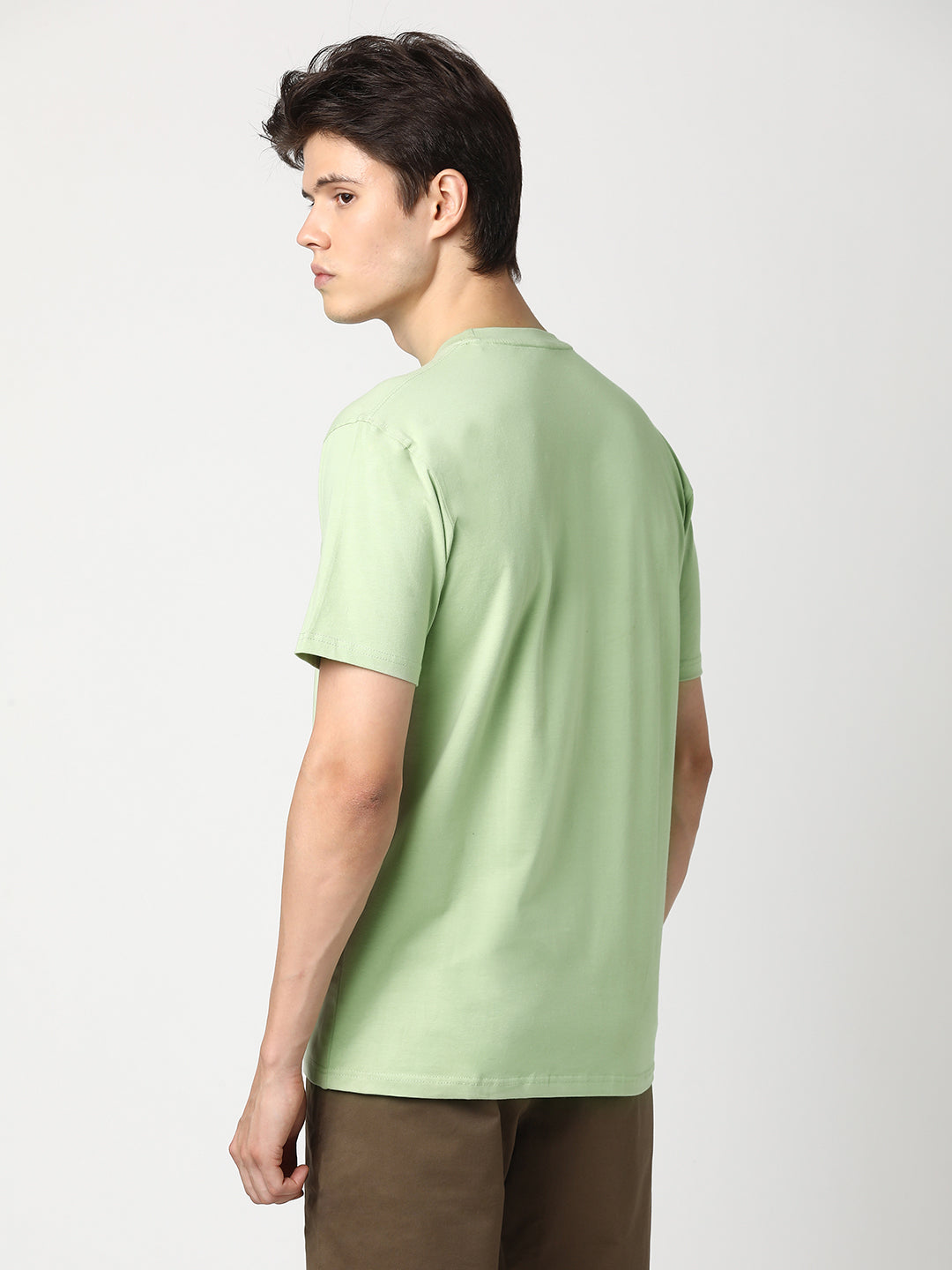 Stitch Hub Men's T-Shirt Cotton Lycra Solid Pista Round Neck – Regular Fit, Breathable, Sweat-Resistant, Perfect for Casual & Outdoor Wear