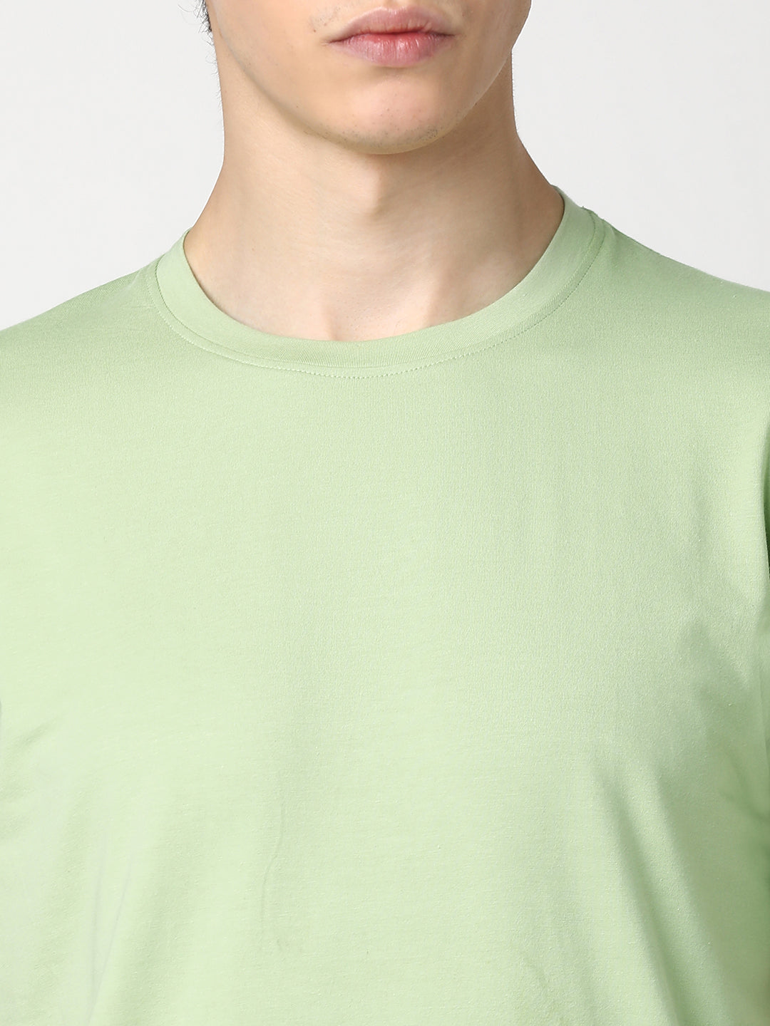 Stitch Hub Men's T-Shirt Cotton Lycra Solid Pista Round Neck – Regular Fit, Breathable, Sweat-Resistant, Perfect for Casual & Outdoor Wear
