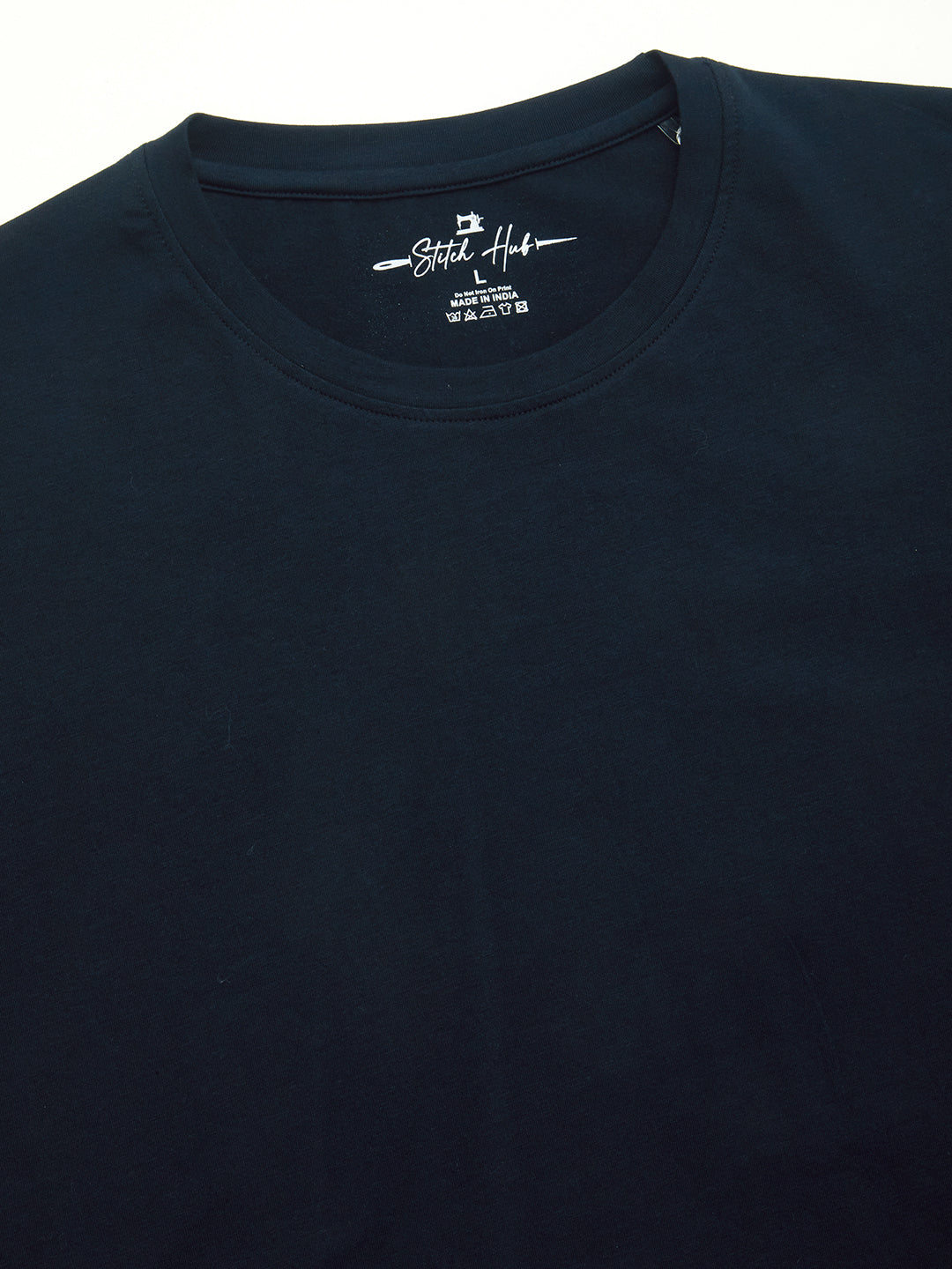 Stitch Hub Men's Navy T-Shirt – Cotton Lycra, Regular Fit, Breathable, Solid Round Neck, Perfect for Casual & Formal Wear