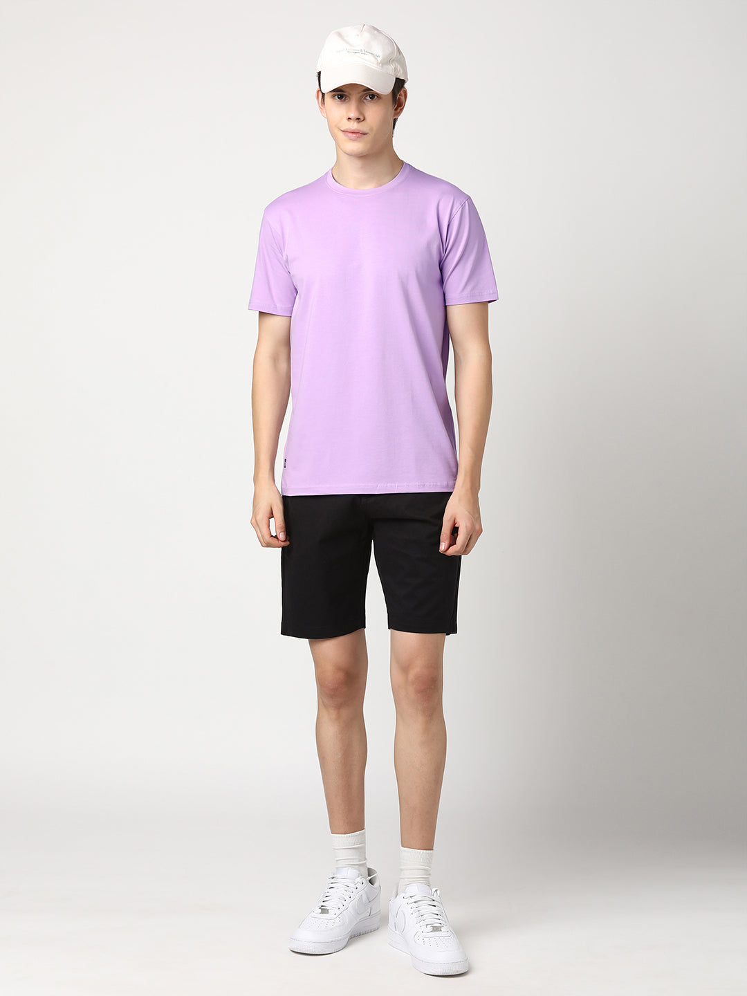 Stitch Hub Men's Lavender T-Shirt Cotton Lycra – Regular Fit, Stretchable, Solid Pattern Round Neck for Stylish Casual Wear