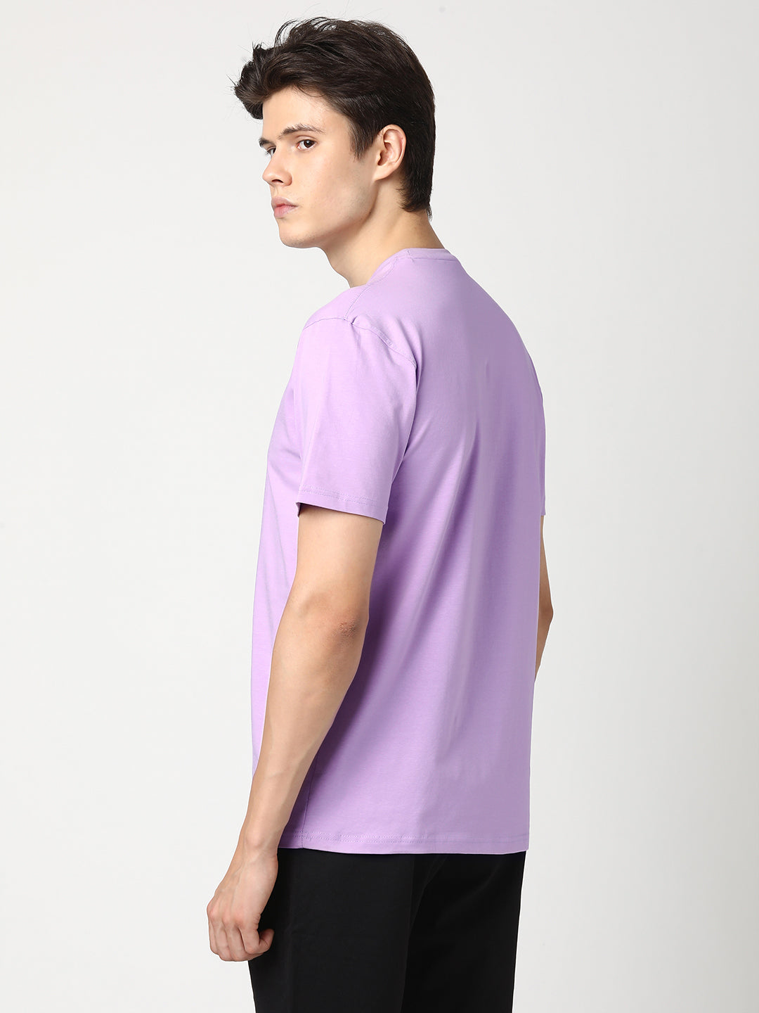 Stitch Hub Men's Lavender T-Shirt Cotton Lycra – Regular Fit, Stretchable, Solid Pattern Round Neck for Stylish Casual Wear