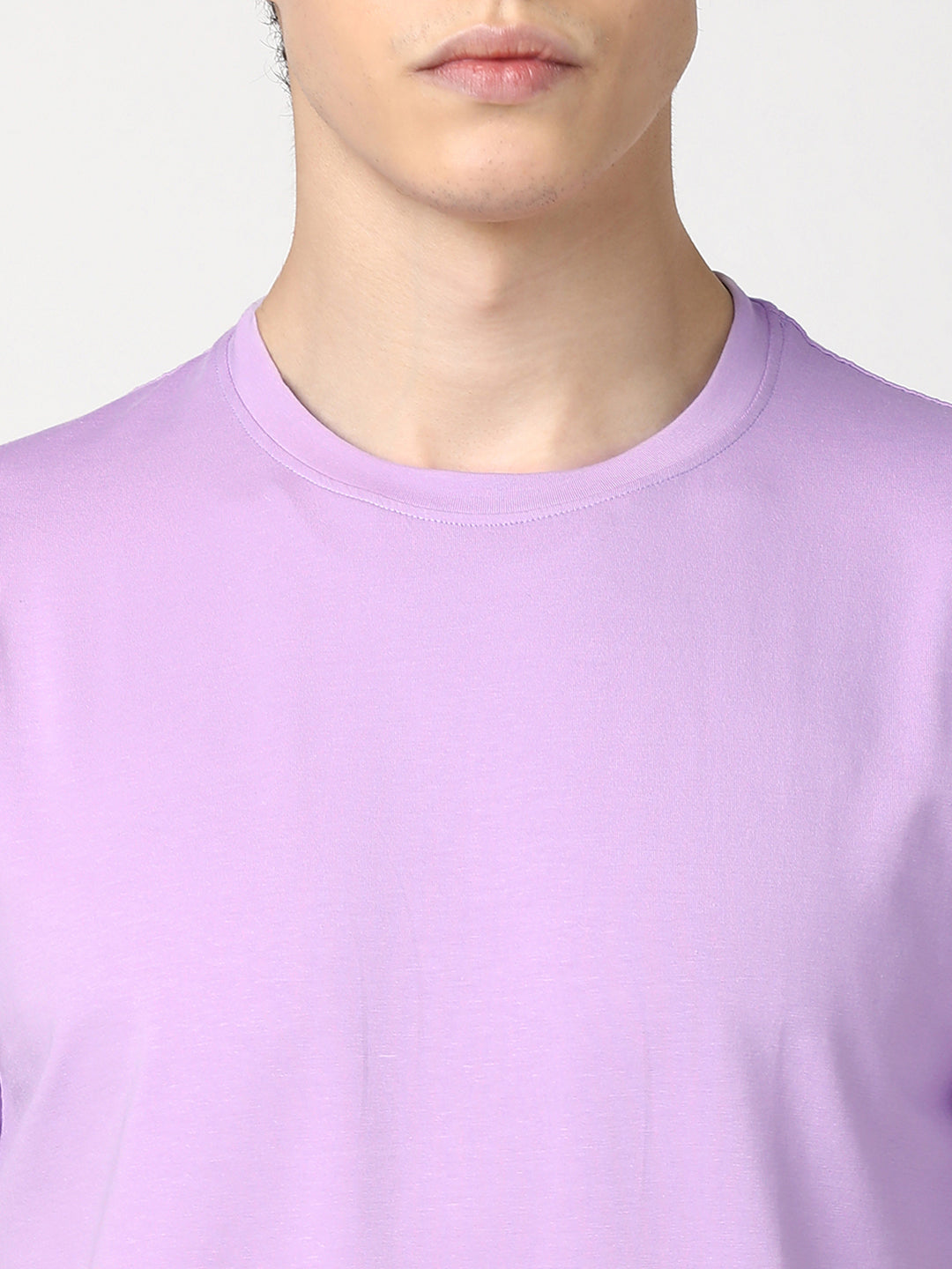 Stitch Hub Men's Lavender T-Shirt Cotton Lycra – Regular Fit, Stretchable, Solid Pattern Round Neck for Stylish Casual Wear