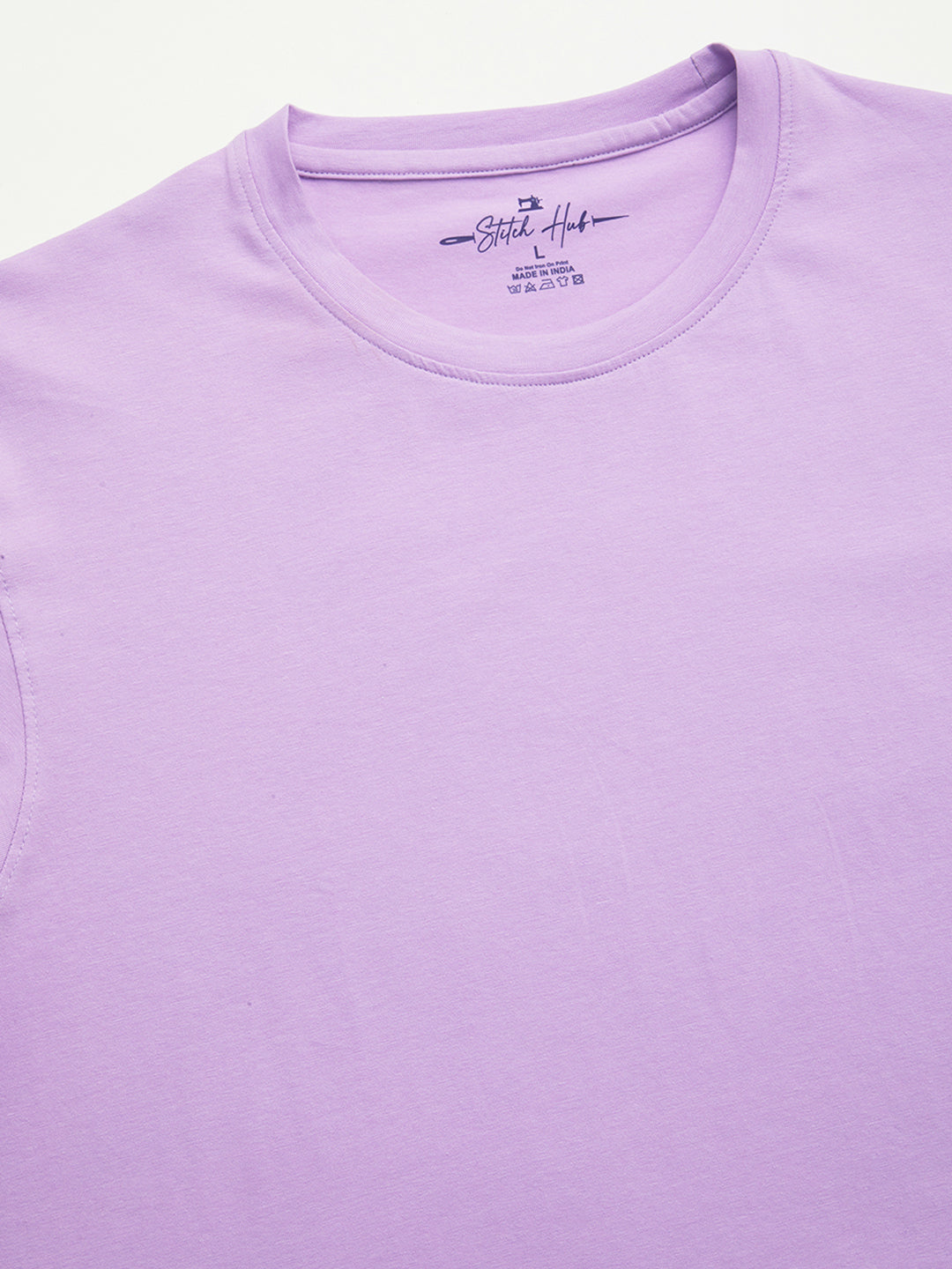 Stitch Hub Men's Lavender T-Shirt Cotton Lycra – Regular Fit, Stretchable, Solid Pattern Round Neck for Stylish Casual Wear
