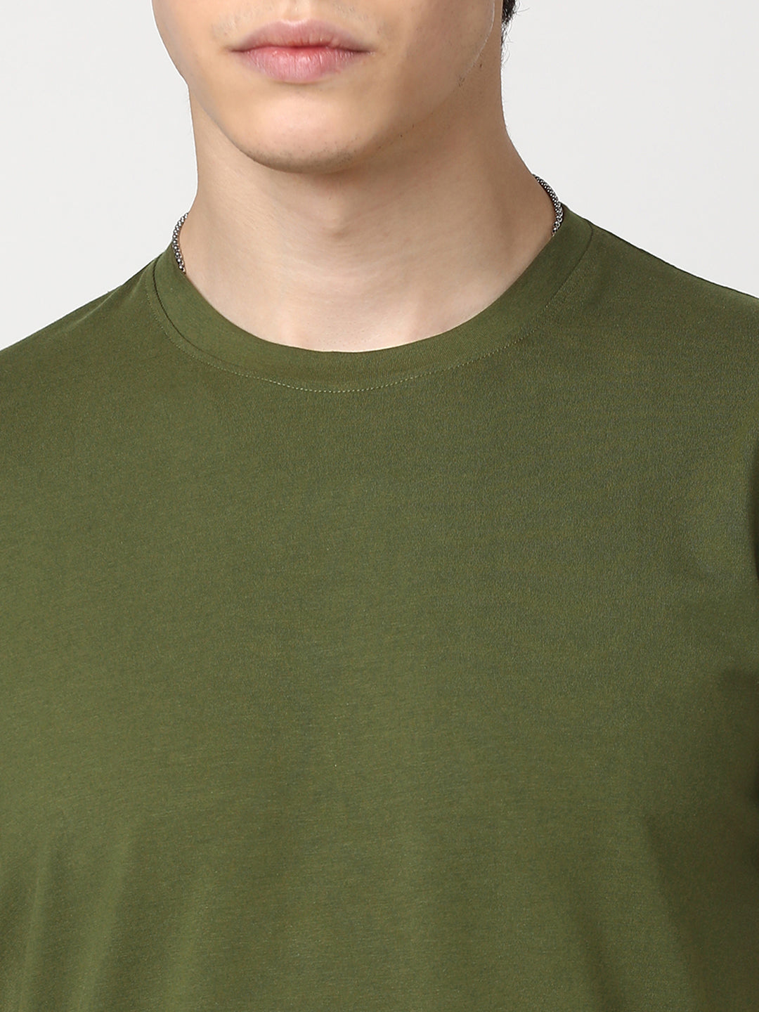 Stitch Hub Men's Olive T-Shirt Cotton Lycra – Regular Fit, Stretchable, Round Neck, Solid Pattern, Versatile Casual Wear