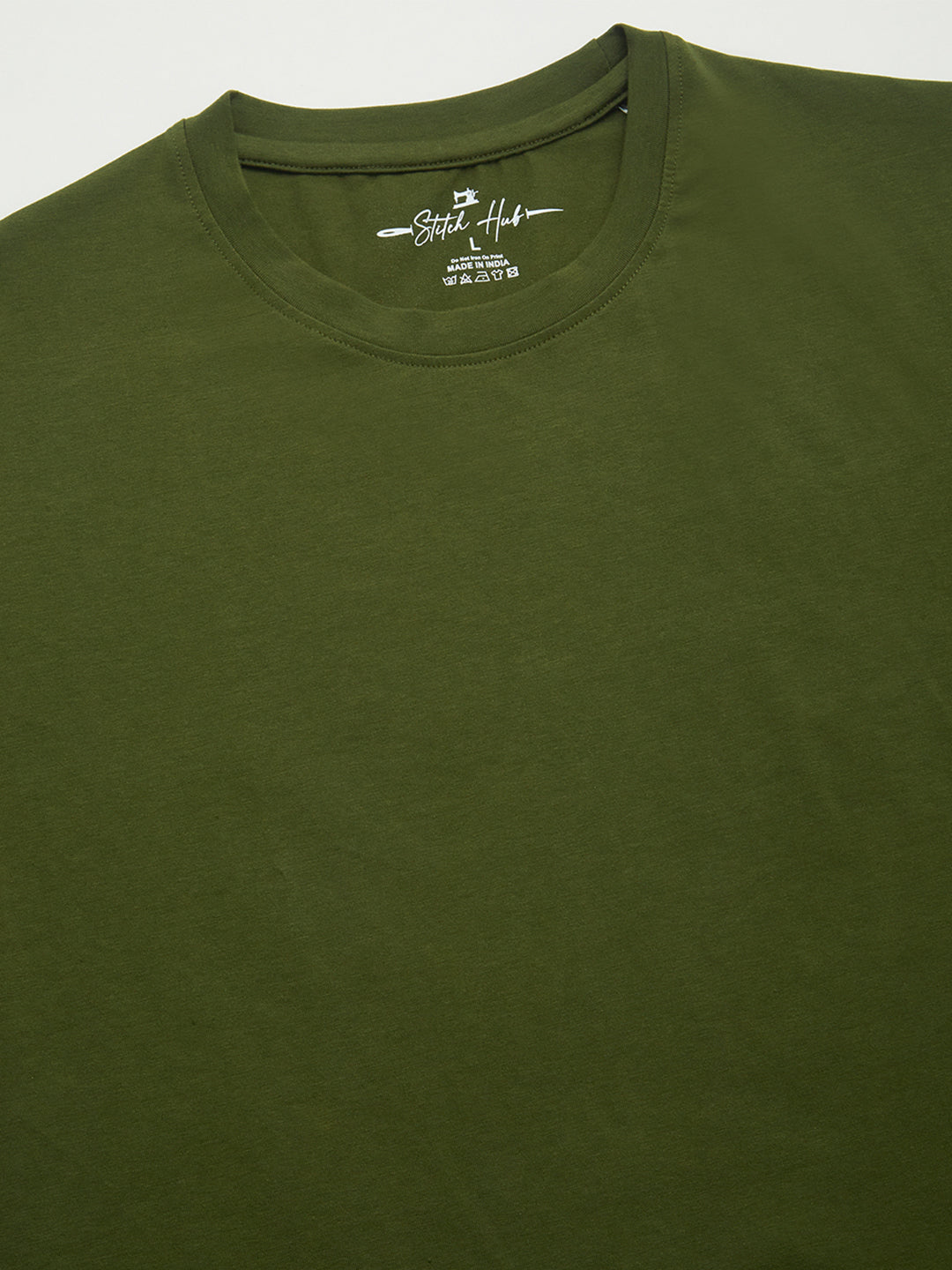 Stitch Hub Men's Olive T-Shirt Cotton Lycra – Regular Fit, Stretchable, Round Neck, Solid Pattern, Versatile Casual Wear