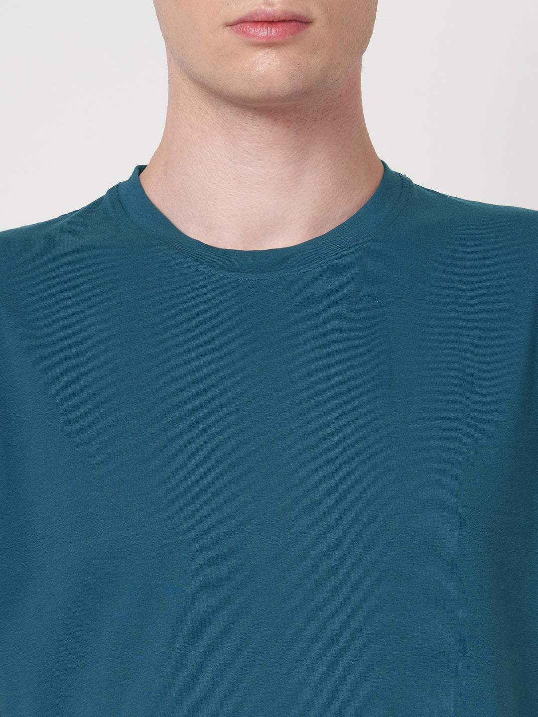 Stitch Hub Men's T-Shirt Cotton Lycra – Regular Fit, Round Neck, Solid Denim, Casual & Formal Wear, Breathable & Stretchable