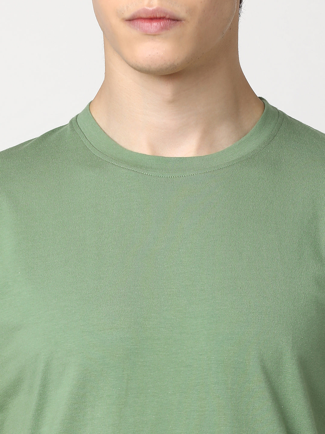 Stitch Hub Men's T-Shirt Cotton Lycra – Regular Fit, Round Neck, Solid Dark Pista, Casual & Formal Wear, Breathable & Stretchable
