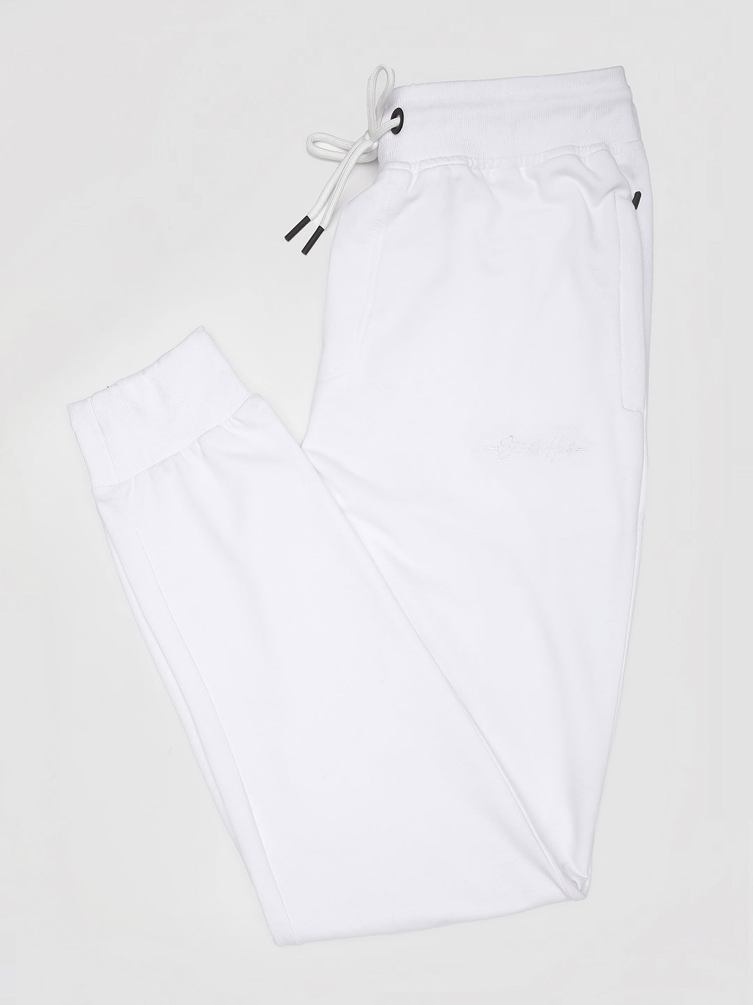 Stitch Hub White Loop knit Joggers for Men