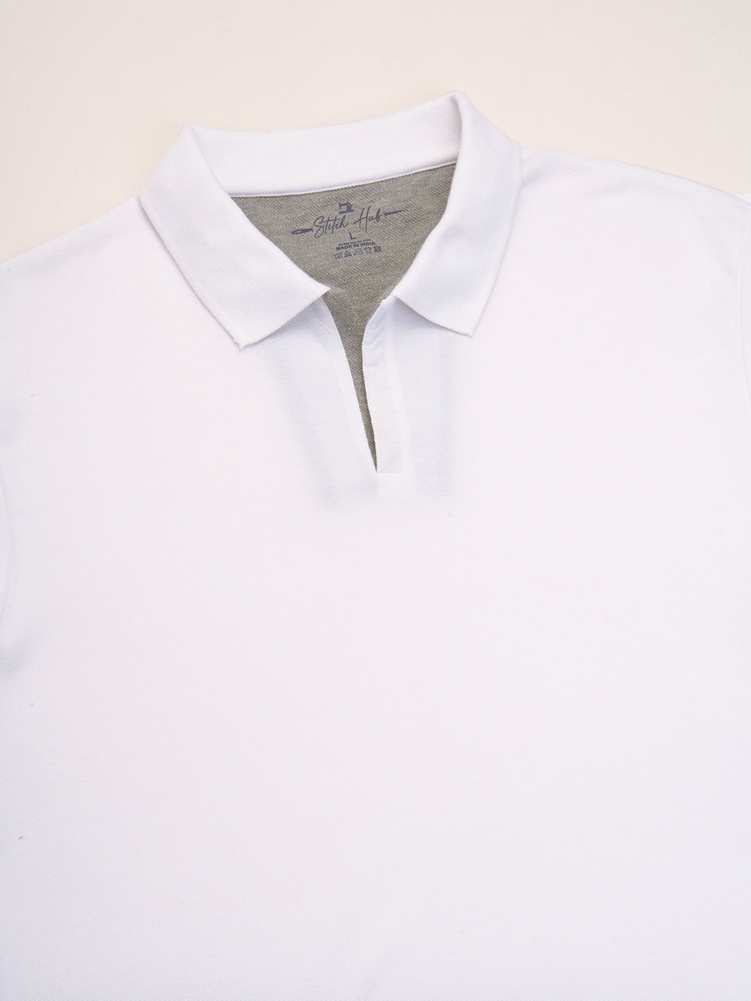 STITCH HUB Men's Polo Tshirt Cotton Rich Blend, Classic Fit, Breathable & Stylish White Polo for Casual & Smart Wear