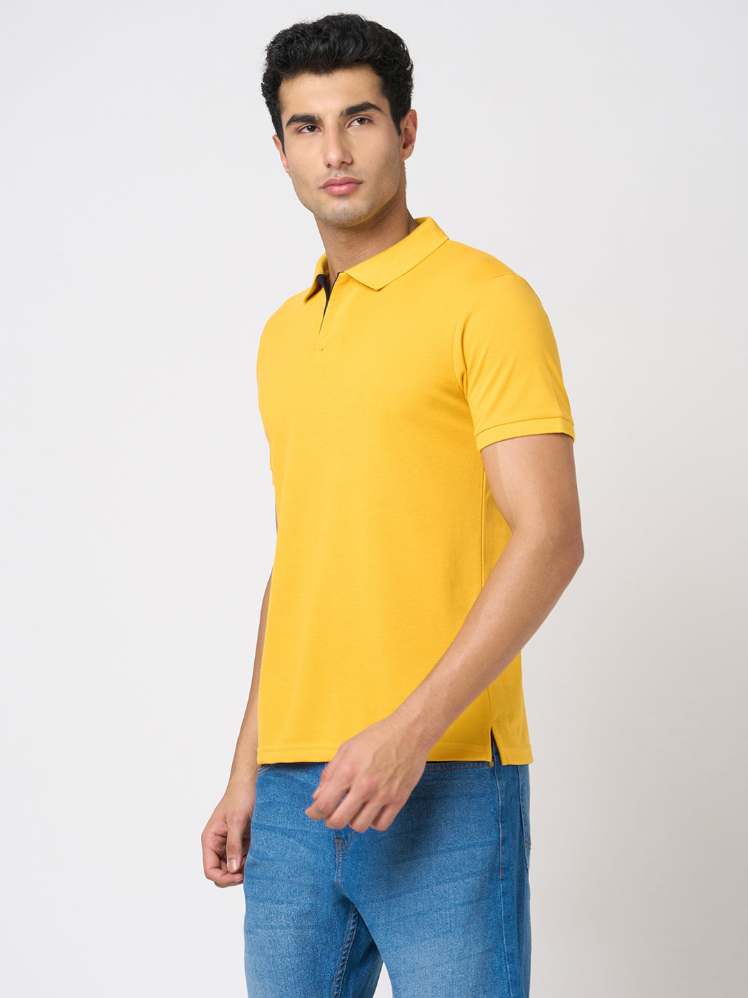 STITCH HUB Men's Polo Tshirt - Mustard Cotton Rich Blend, Regular Fit, Stylish & Versatile for Formal & Casual Wear