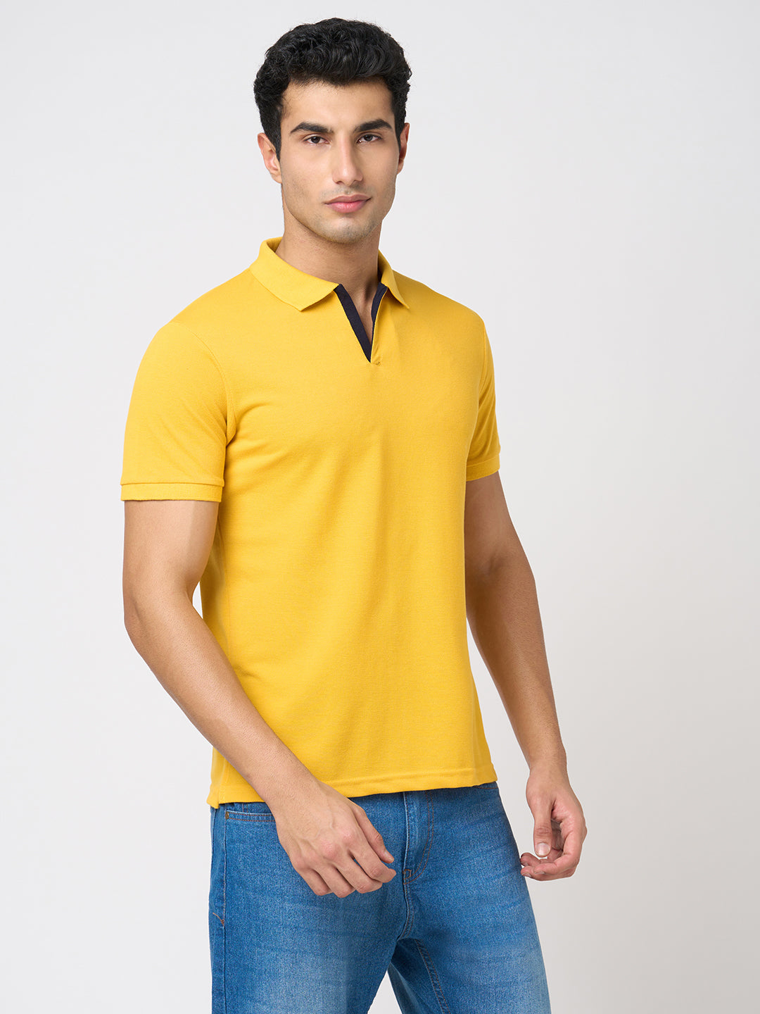 STITCH HUB Men's Polo Tshirt - Mustard Cotton Rich Blend, Regular Fit, Stylish & Versatile for Formal & Casual Wear
