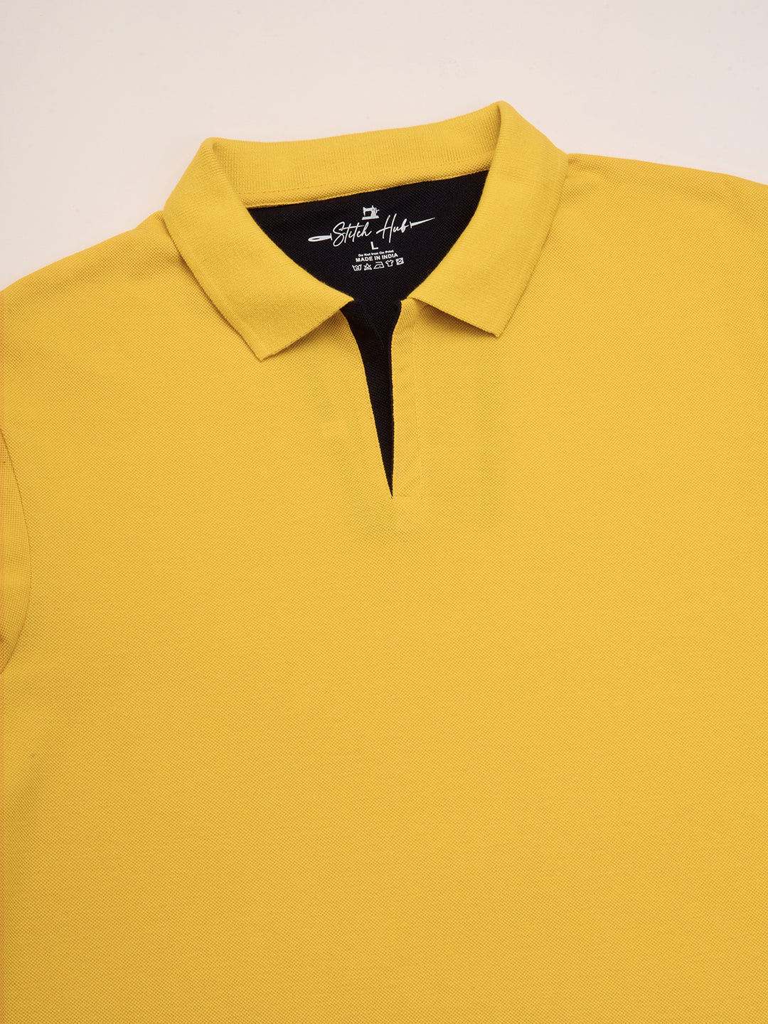 STITCH HUB Men's Polo Tshirt - Mustard Cotton Rich Blend, Regular Fit, Stylish & Versatile for Formal & Casual Wear