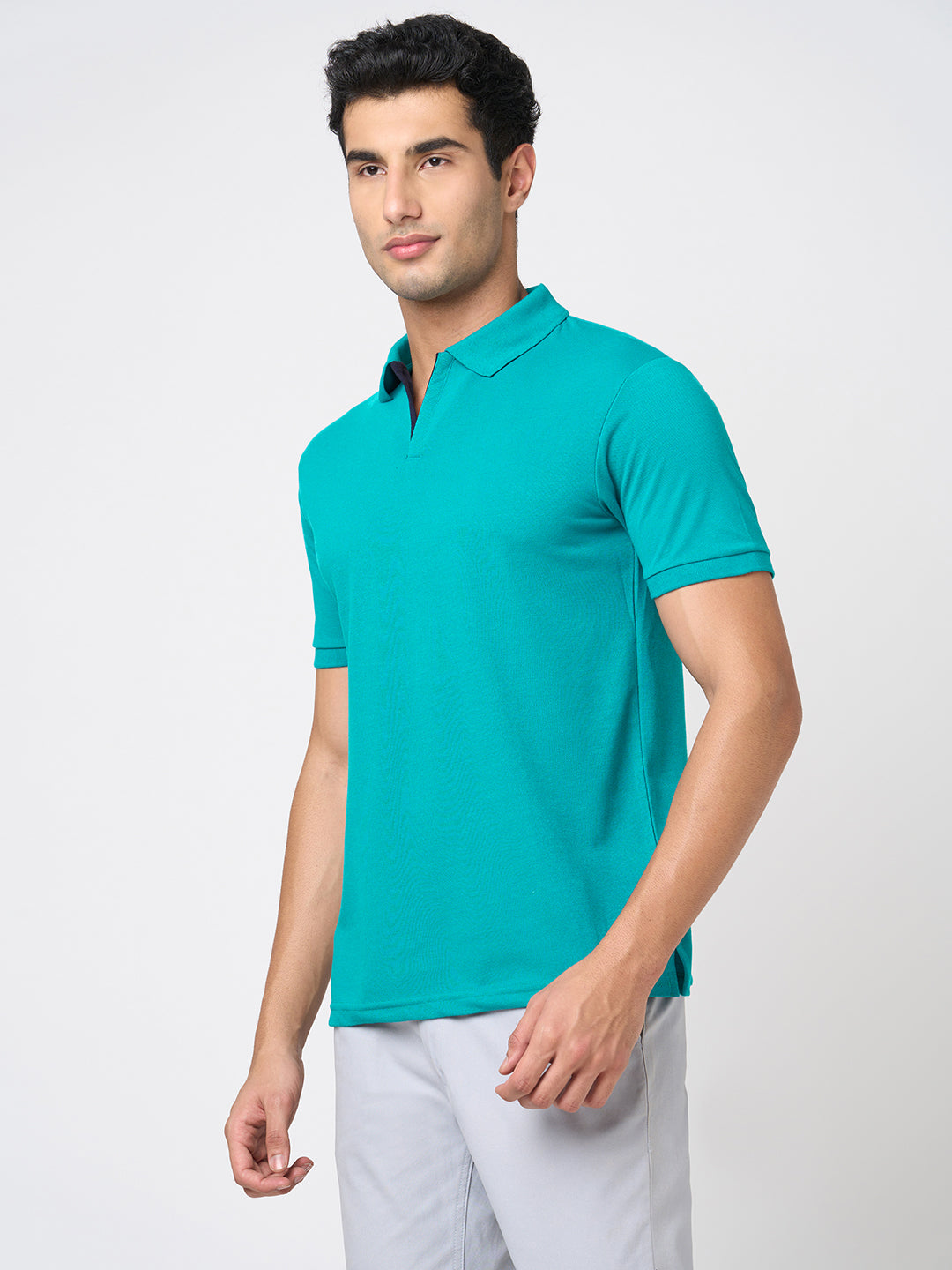 STITCH HUB Men's Polo Tshirt Ocean Blue Regular Fit Cotton Rich Blend, Breathable, Stylish & Versatile for Formal & Casual Wear