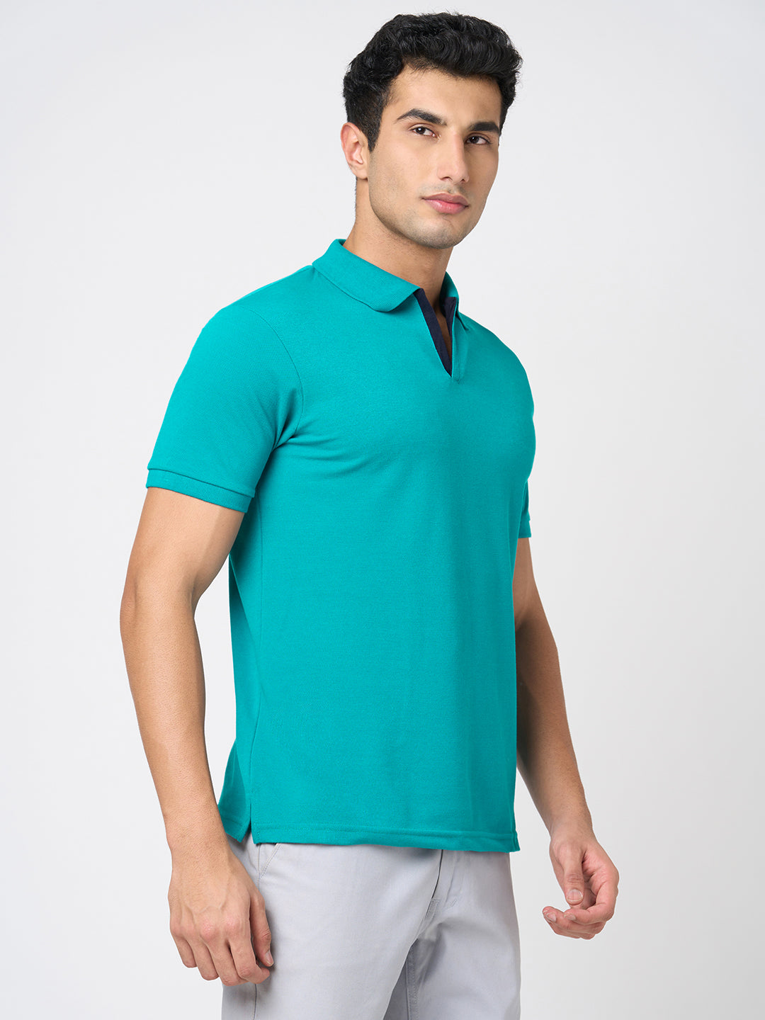 STITCH HUB Men's Polo Tshirt Ocean Blue Regular Fit Cotton Rich Blend, Breathable, Stylish & Versatile for Formal & Casual Wear