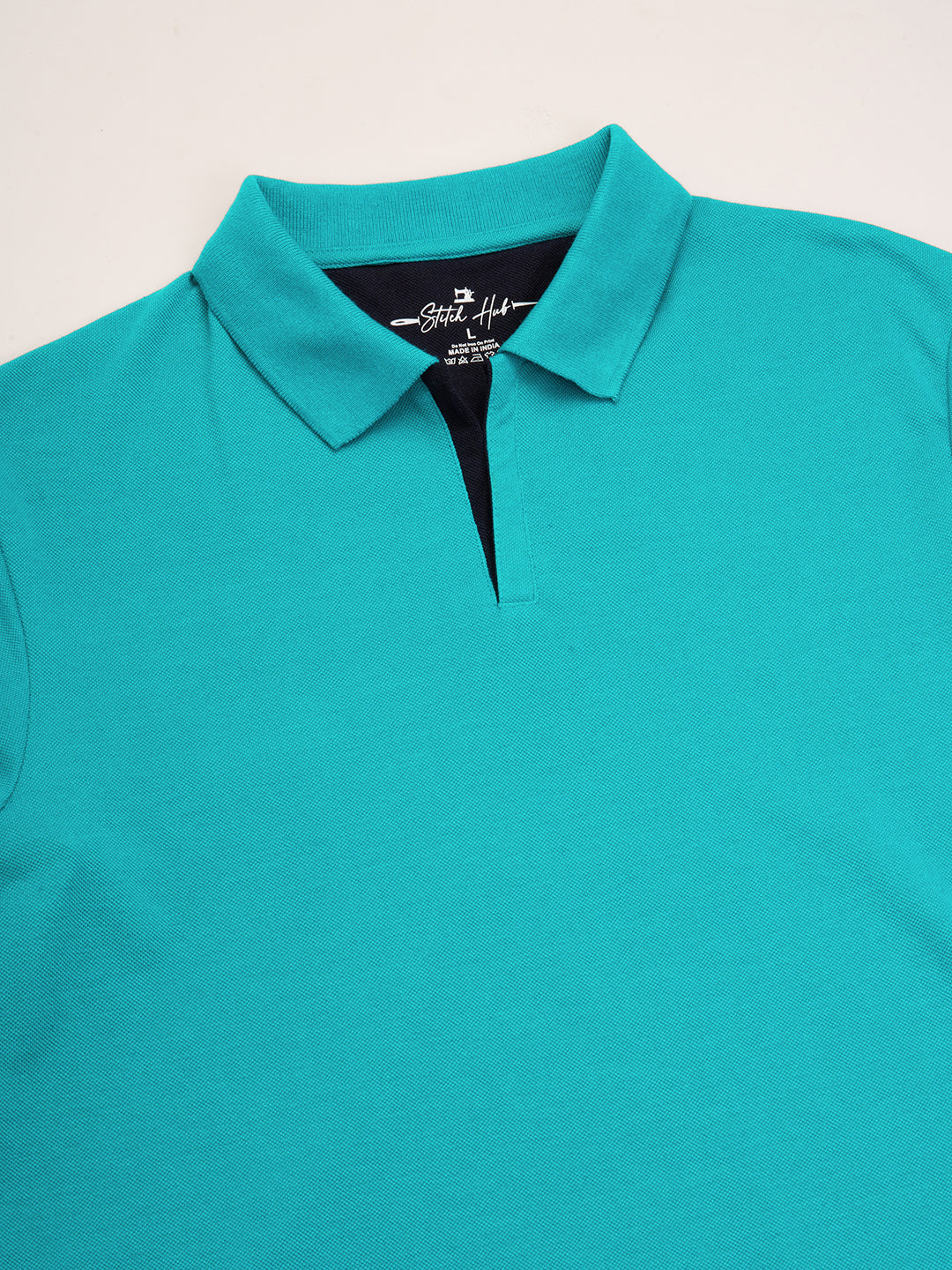 STITCH HUB Men's Polo Tshirt Ocean Blue Regular Fit Cotton Rich Blend, Breathable, Stylish & Versatile for Formal & Casual Wear