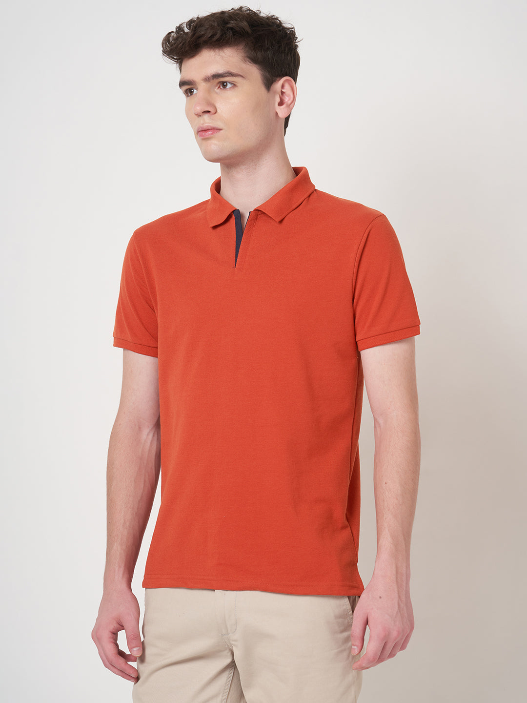 STITCH HUB Men's Polo Tshirt in Rust Cotton Rich Blend, Breathable, Casual & Formal Wear, Tailored Comfort with Classic Style