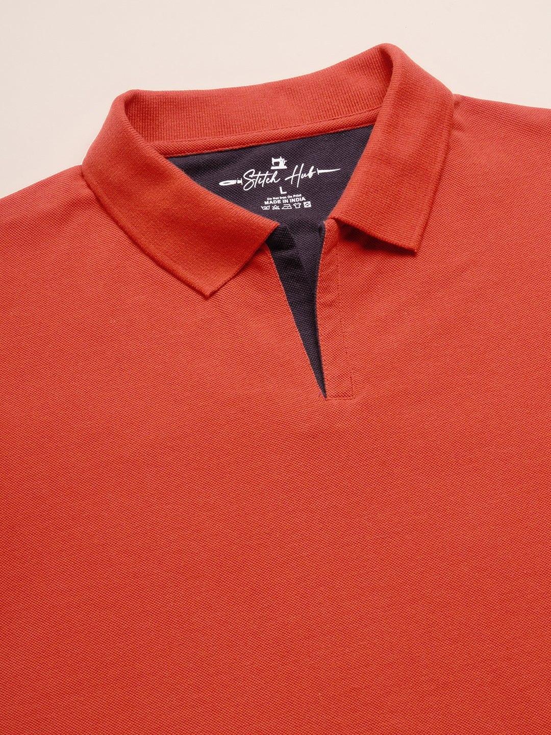 STITCH HUB Men's Polo Tshirt in Rust Cotton Rich Blend, Breathable, Casual & Formal Wear, Tailored Comfort with Classic Style