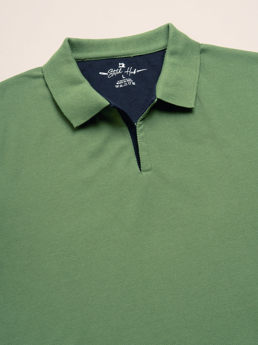 STITCH HUB Men's Polo Tshirt Grass Green Cotton Rich Blend Stylish Regular Fit, Breathable & Durable Casual Wear