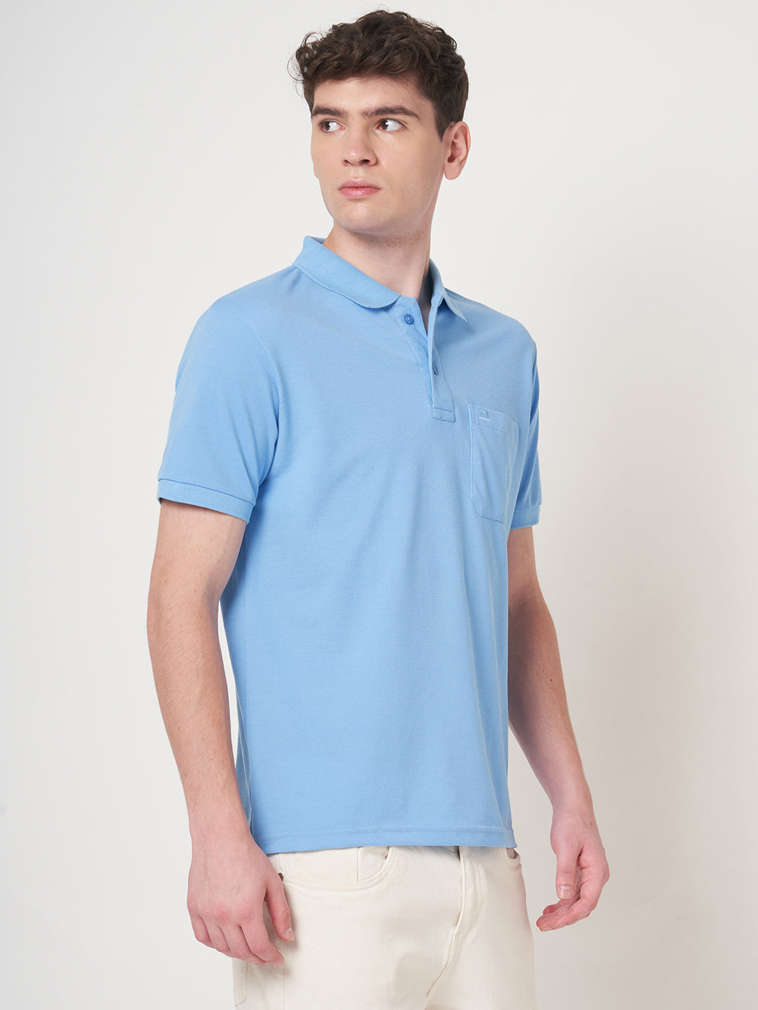 STITCH HUB Men's Matty Polo Tshirt – Sky Color Cotton Rich Blend, Regular Fit, Breathable & Stylish, Perfect for Casual and Formal Wear