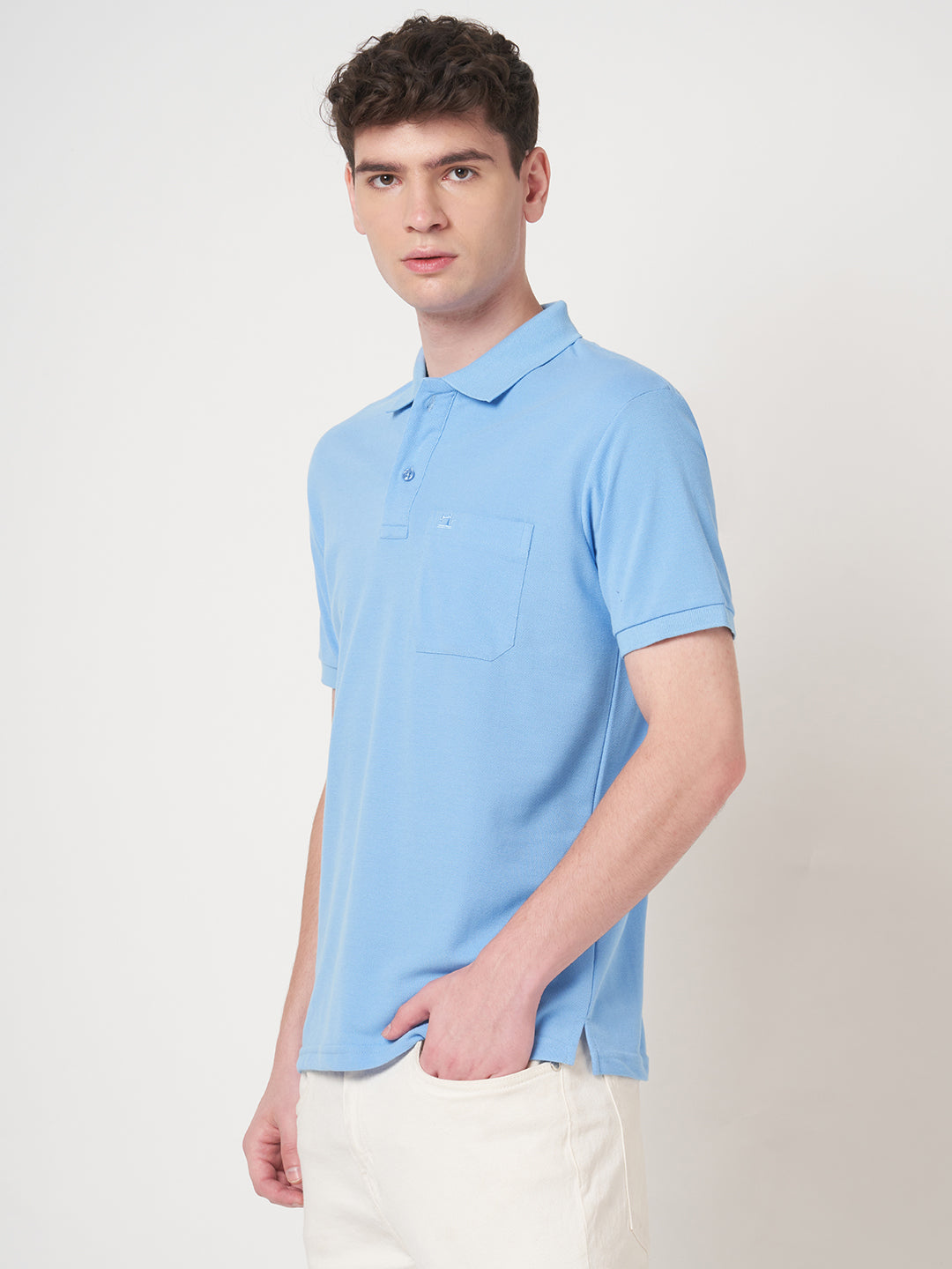 STITCH HUB Men's Matty Polo Tshirt – Sky Color Cotton Rich Blend, Regular Fit, Breathable & Stylish, Perfect for Casual and Formal Wear