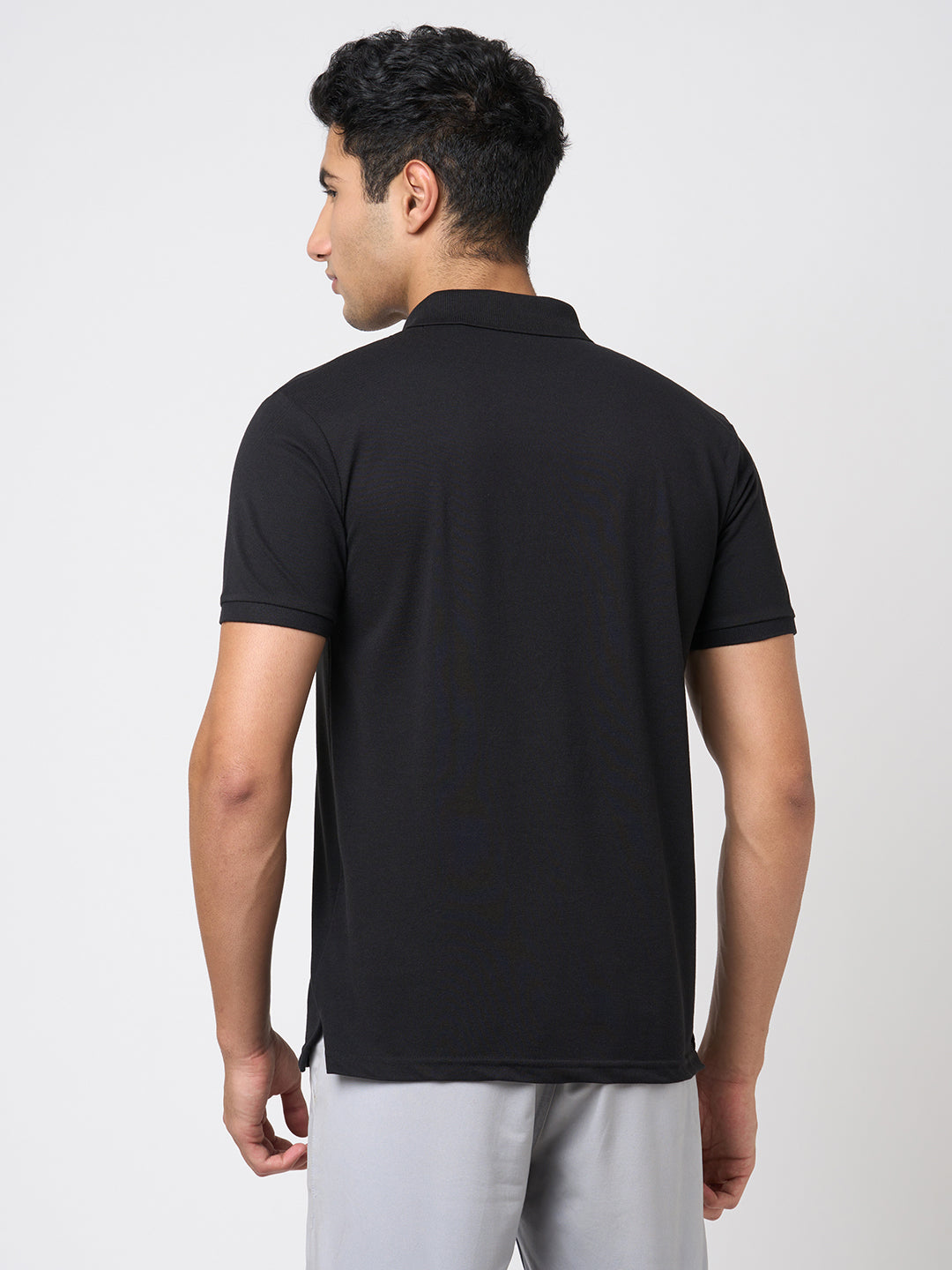 STITCH HUB Men's Matty Polo Tshirt – Black Cotton Rich Blend, Regular Fit, Breathable & Durable for Casual & Formal Wear