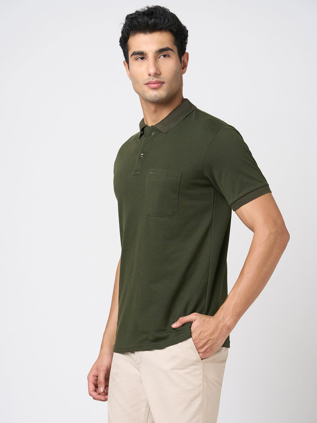 STITCH HUB Men's Olive Matty Polo Tshirt - Cotton Rich Blend, Regular Fit, Breathable, Perfect for Casual & Formal Wear