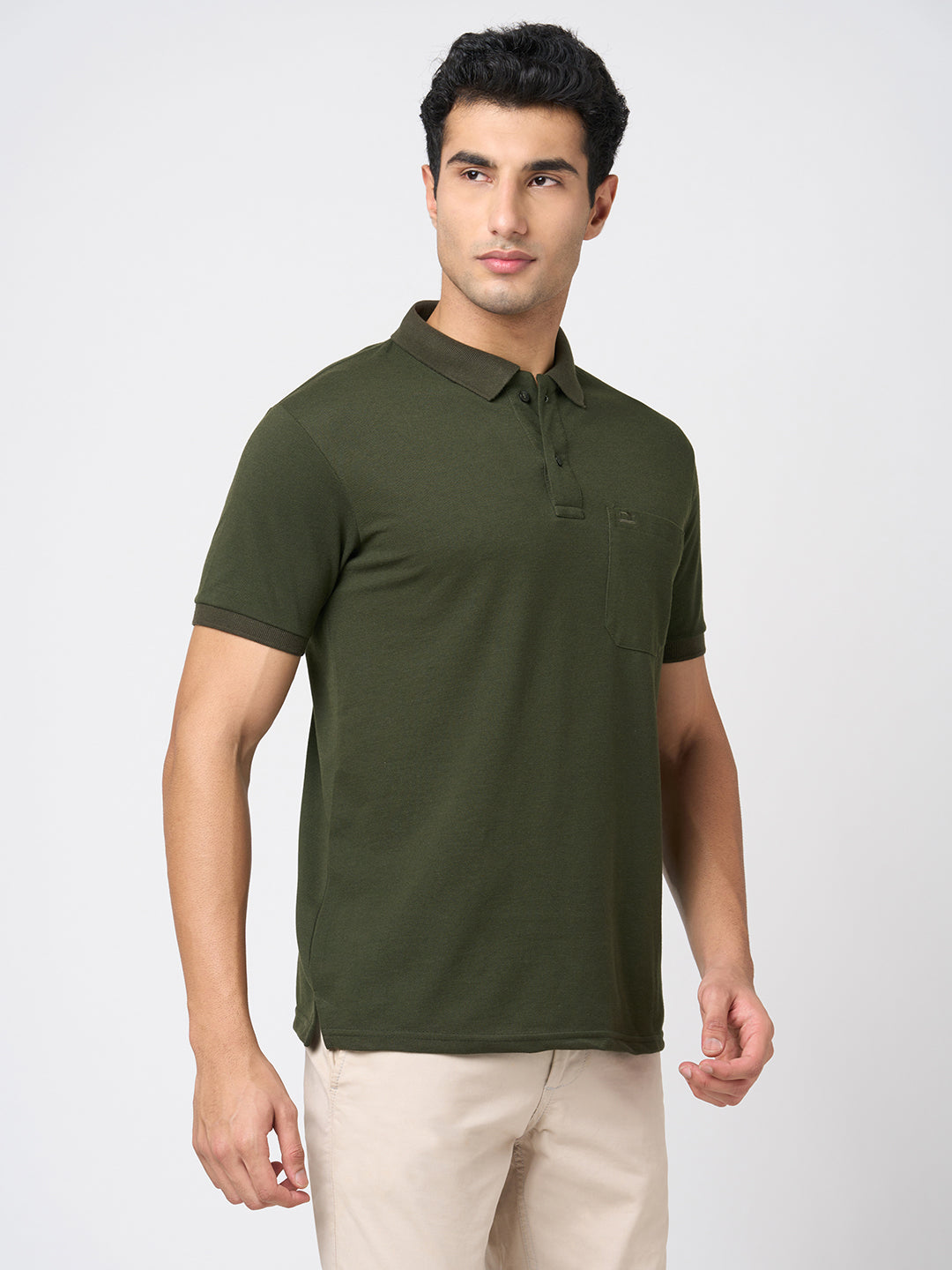 STITCH HUB Men's Olive Matty Polo Tshirt - Cotton Rich Blend, Regular Fit, Breathable, Perfect for Casual & Formal Wear