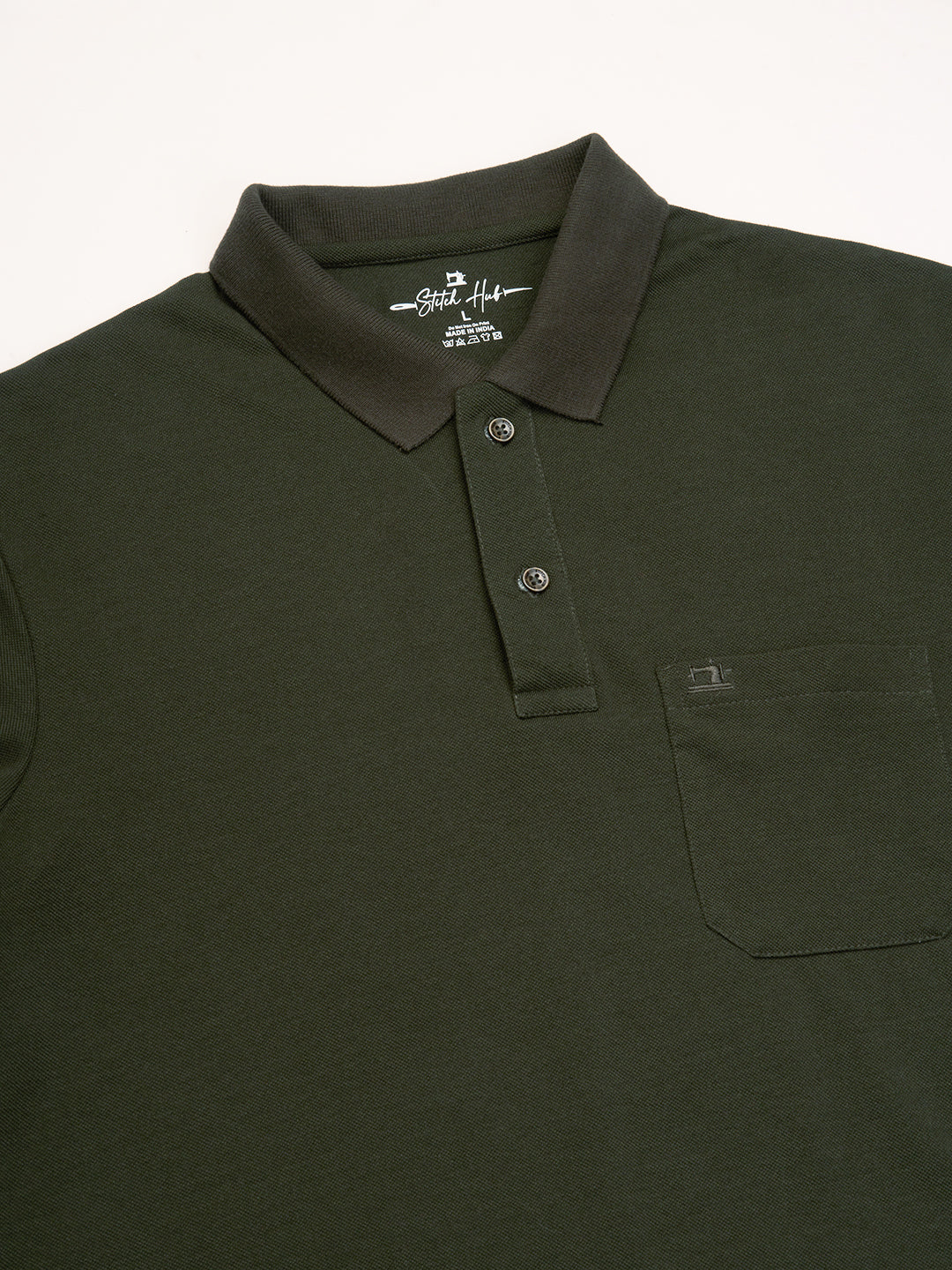 STITCH HUB Men's Olive Matty Polo Tshirt - Cotton Rich Blend, Regular Fit, Breathable, Perfect for Casual & Formal Wear