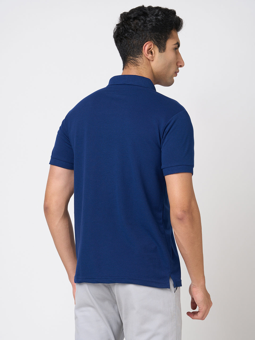 STITCH HUB Men's Matty Polo – Blue Cotton Rich Blend, Regular Fit, Breathable & Stylish for Casual & Formal Wear