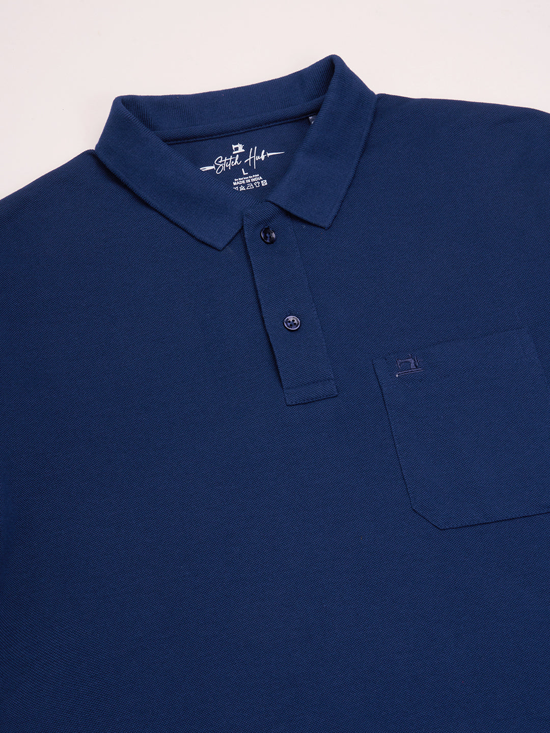 STITCH HUB Men's Matty Polo – Blue Cotton Rich Blend, Regular Fit, Breathable & Stylish for Casual & Formal Wear
