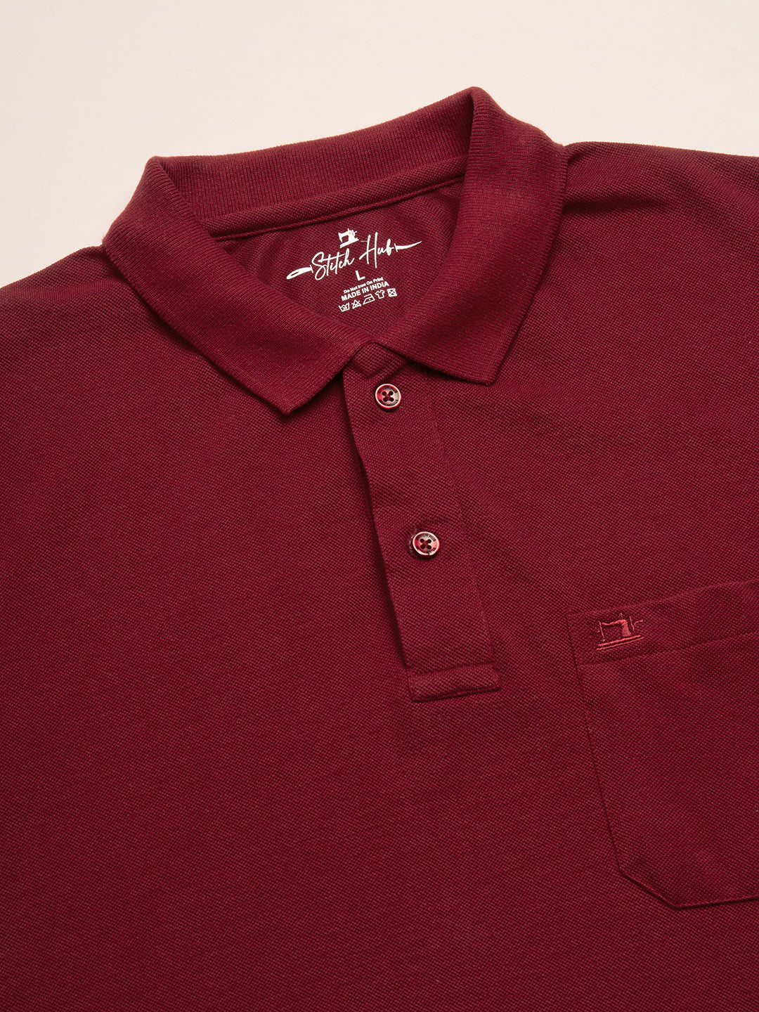 STITCH HUB Men's Matty Polo Tshirt Wine Color - Cotton Rich Blend, Breathable, Stylish & Versatile for All-Day Comfort