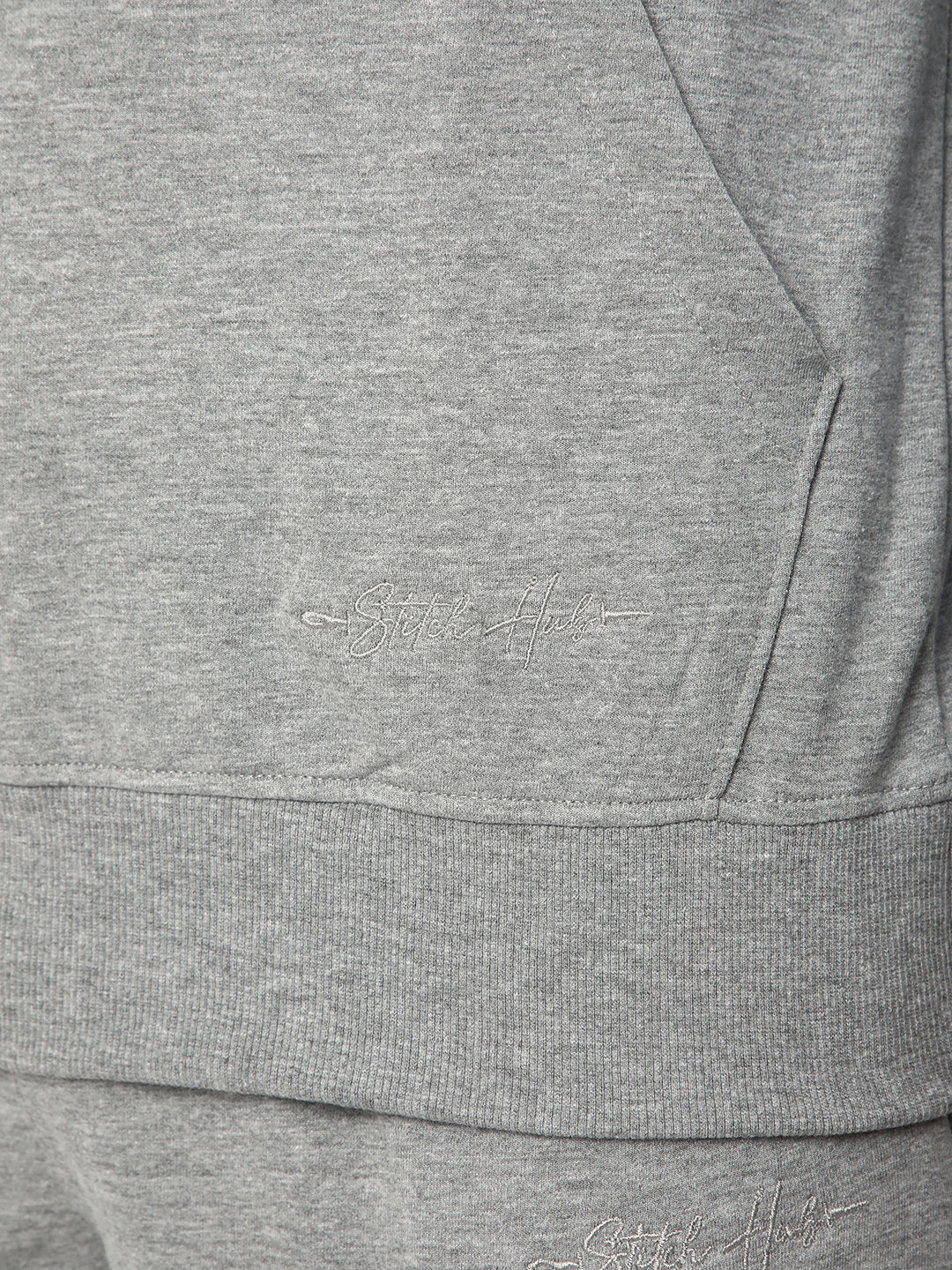 Stitch Hub Grey Loop knit Hoodie - Long Sleeve, Regular Fit