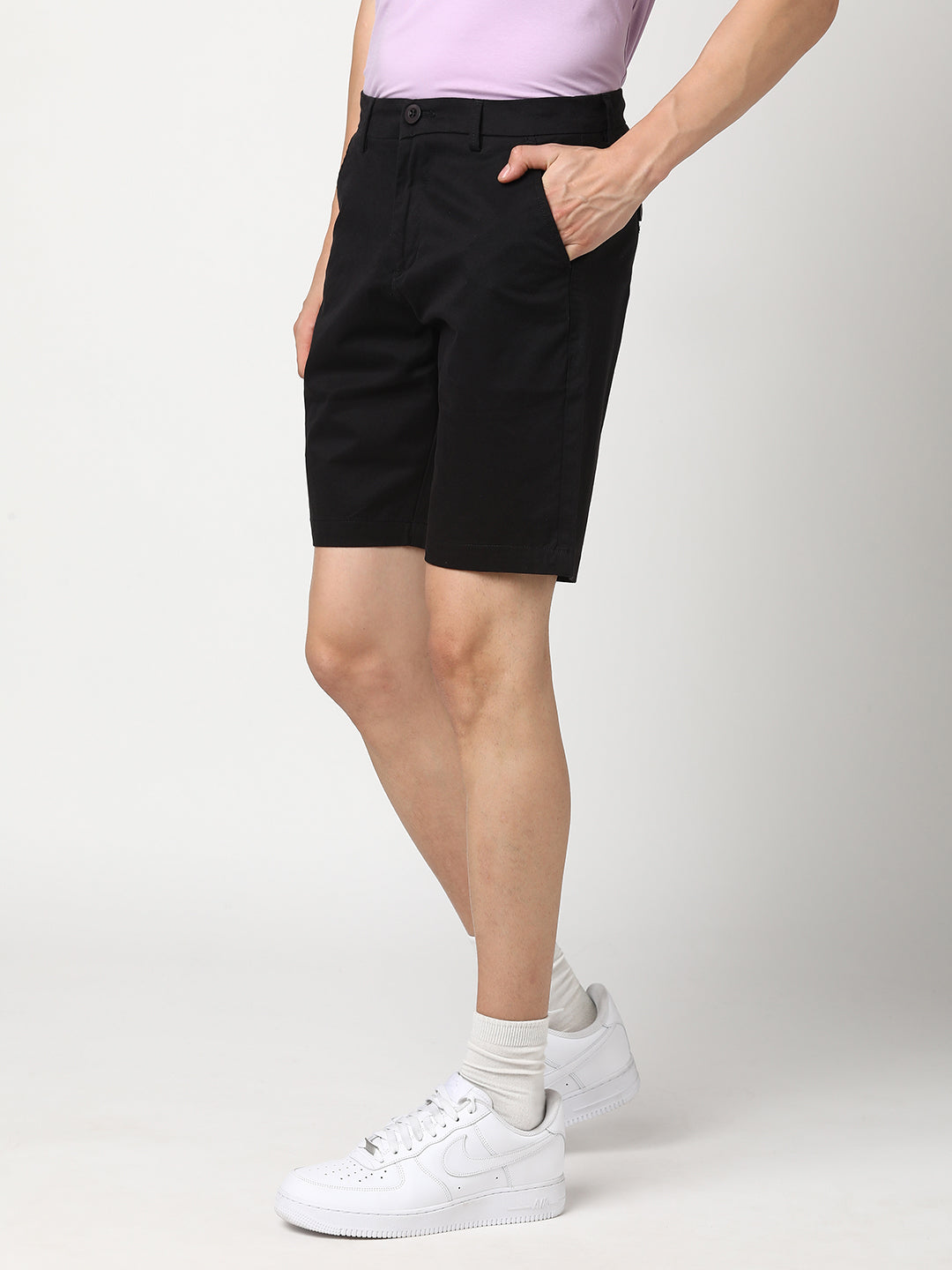 Stitch Hub Men's Black Solid Cotton Shorts - Premium Comfort & Style