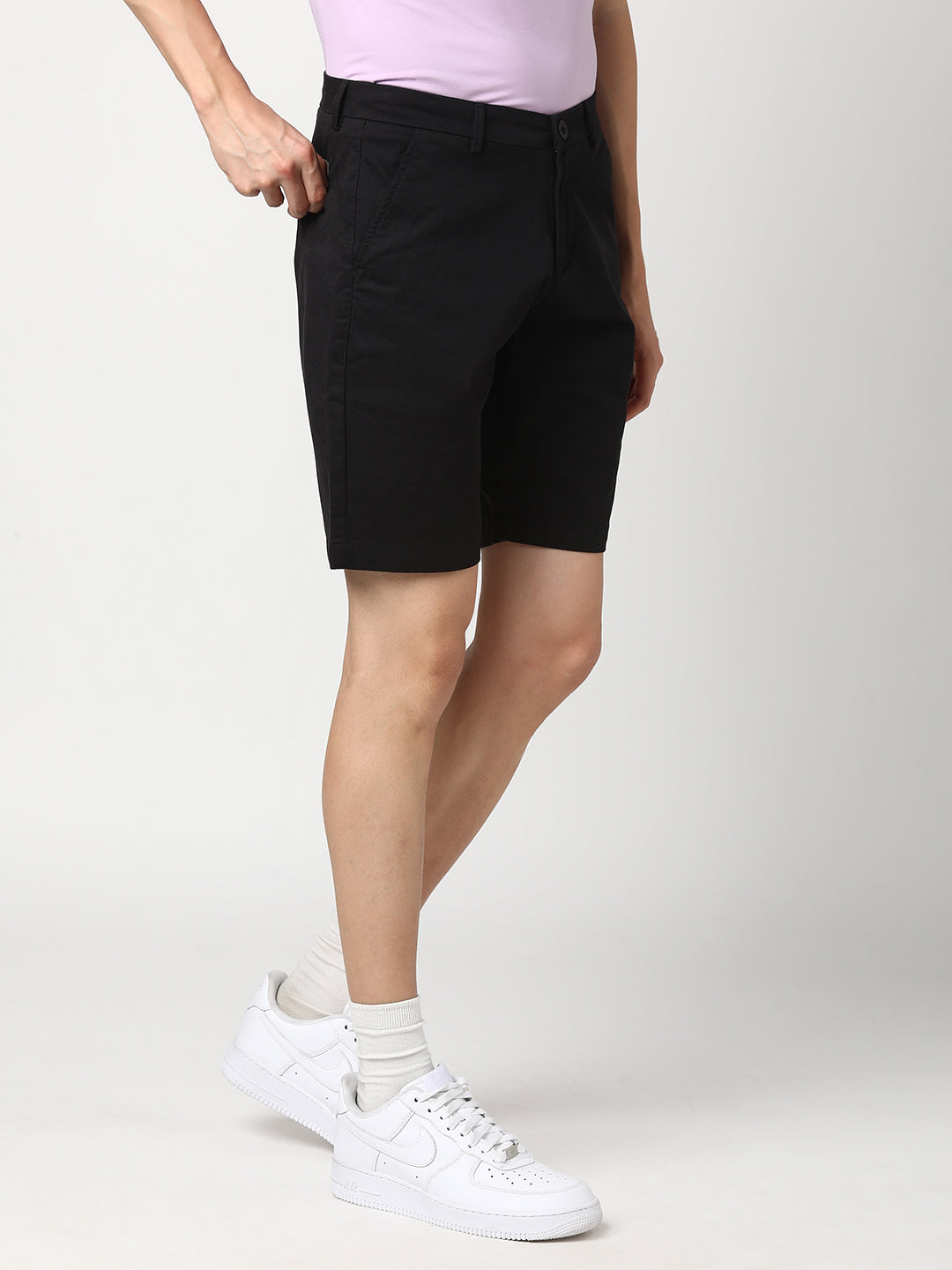 Stitch Hub Men's Black Solid Cotton Shorts - Premium Comfort & Style