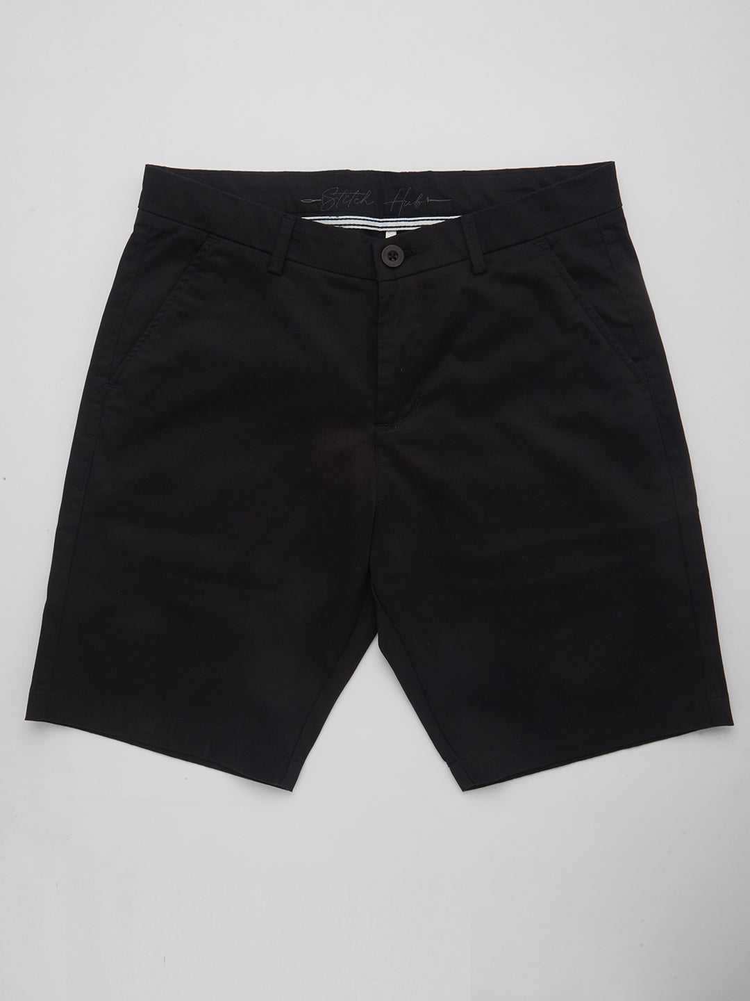 Stitch Hub Men's Black Solid Cotton Shorts - Premium Comfort & Style
