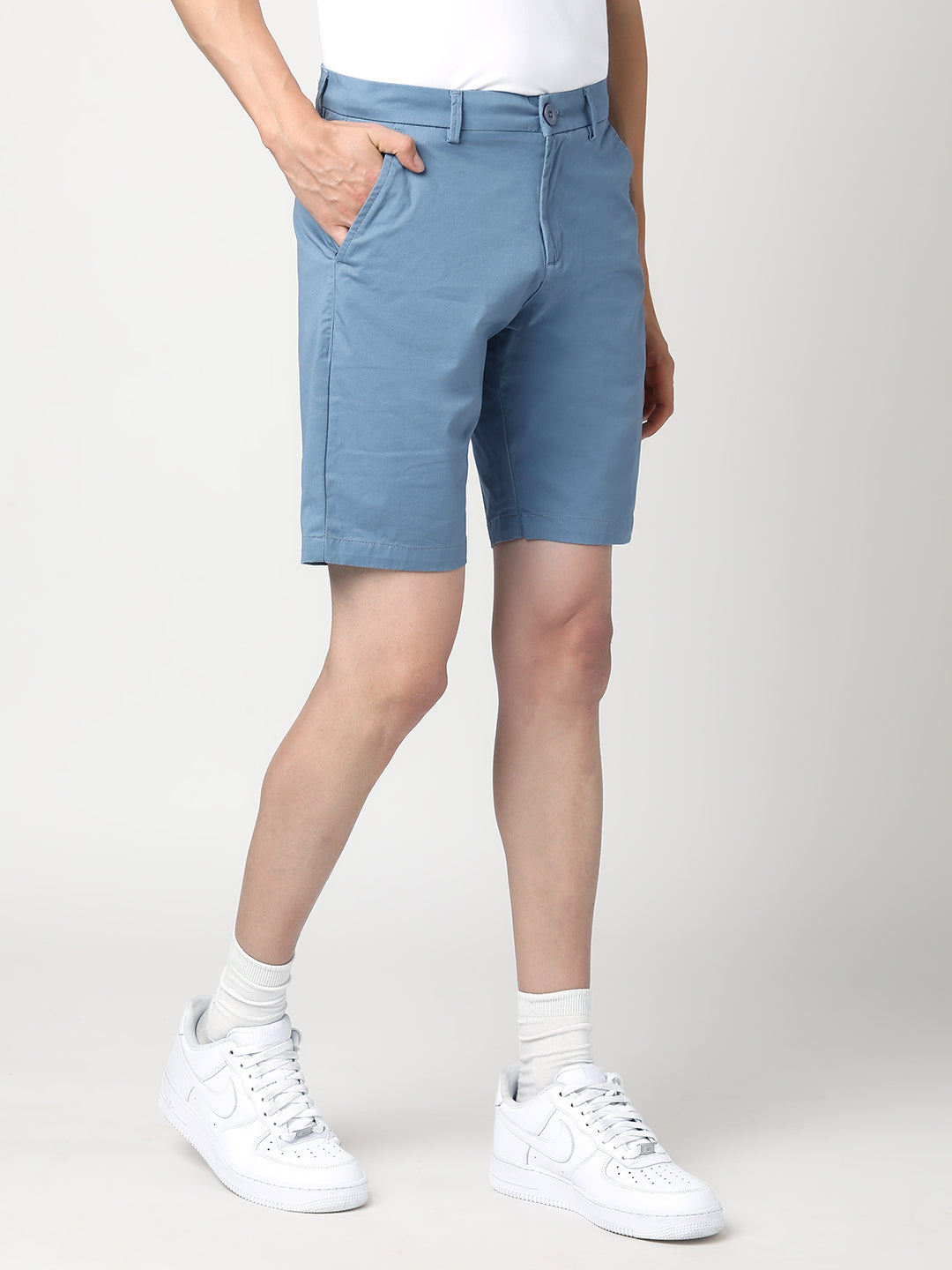Stitch Hub Men's Cobalt Blue Solid Cotton Shorts