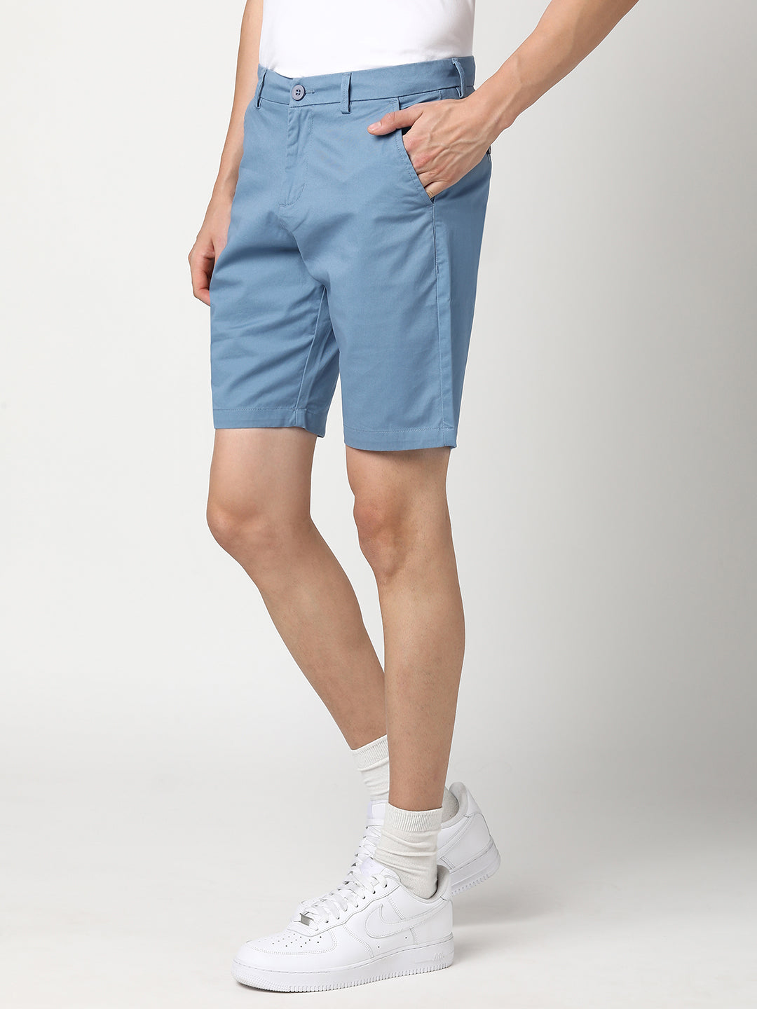 Stitch Hub Men's Cobalt Blue Solid Cotton Shorts