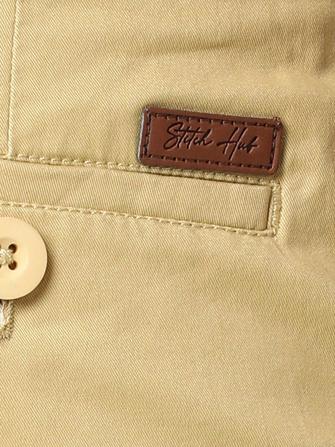 Stitch Hub Men's Beige Solid Cotton Shorts - Comfort & Style in a Regular Fit