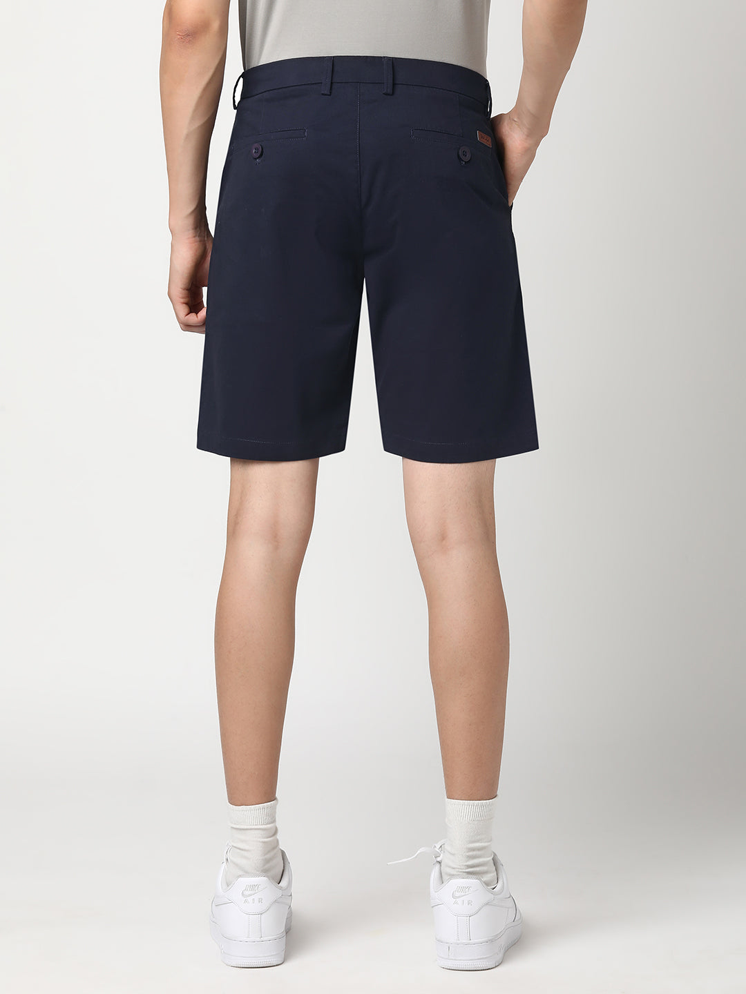Stitch Hub Men's Navy Blue Solid Cotton Shorts