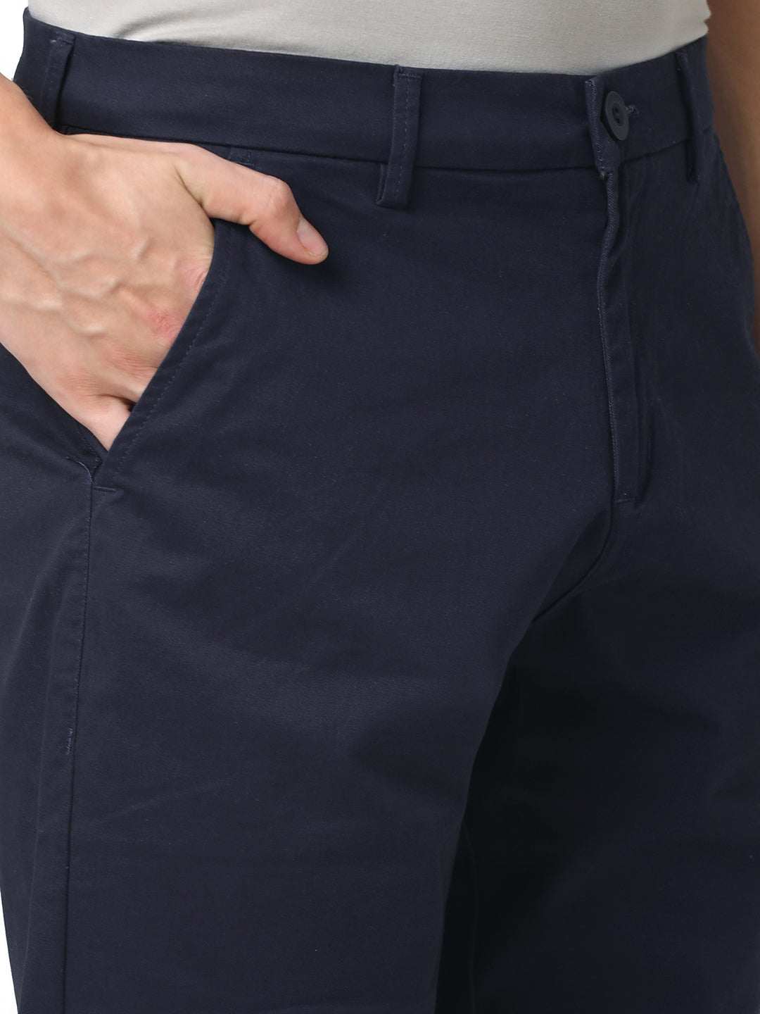 Stitch Hub Men's Navy Blue Solid Cotton Shorts