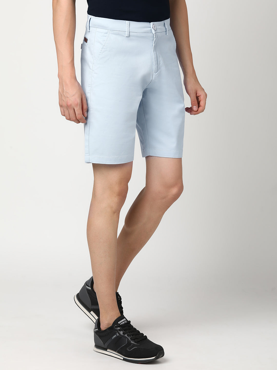 Stitch Hub Men's Sky Blue Solid Cotton Shorts - Stylish Regular Fit for Versatile Wear