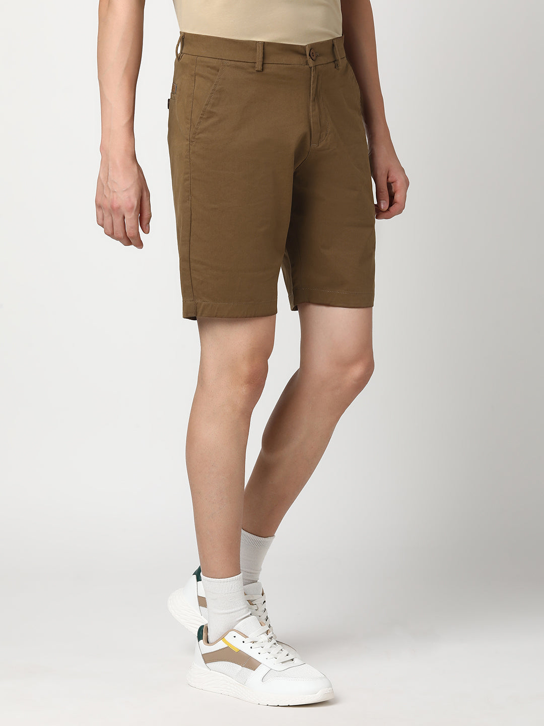 Stitch Hub Men's Brown Solid Cotton Shorts