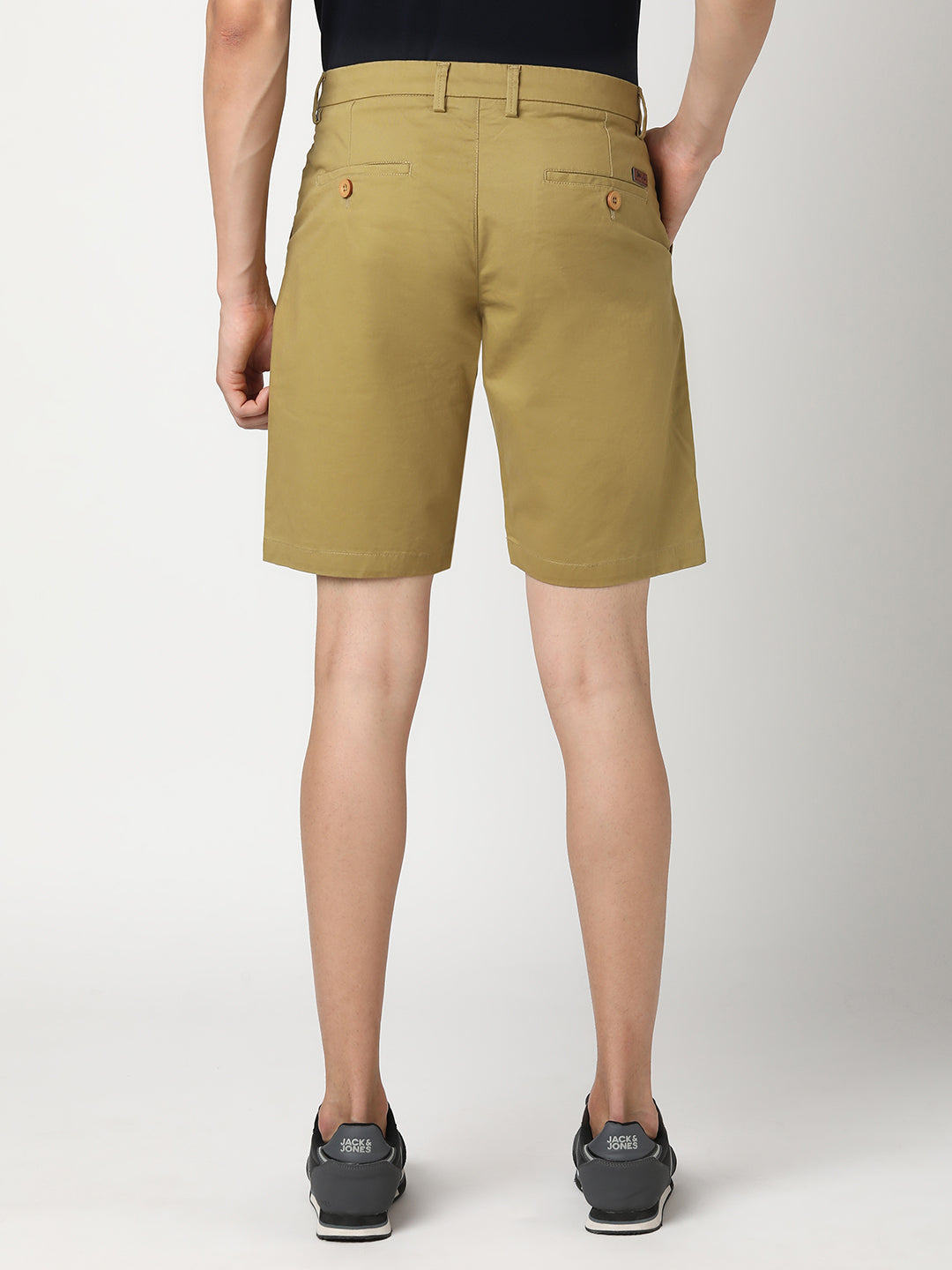 Stitch Hub Men's Khaki Solid Cotton Shorts - Comfortable Regular Fit for Versatile Wear