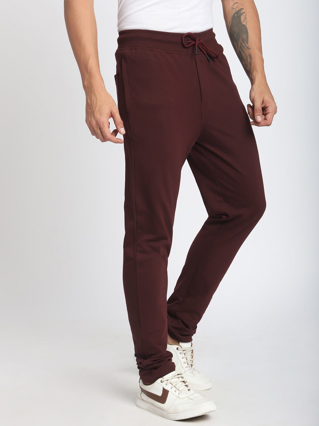Stitch Hub Wine Loop knit Track Pant for Men