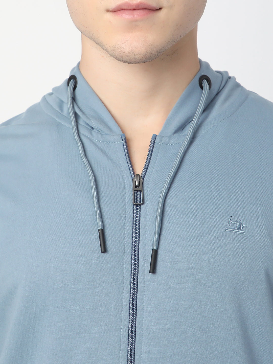 Stitch Hub Blue Loop knit Zipper Hoodie - Long Sleeve, Regular Fit