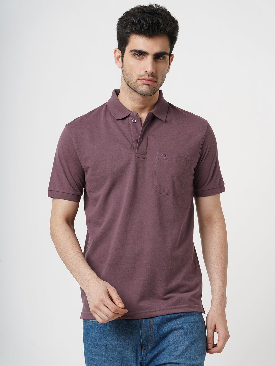 STITCH HUB Men's Matty Polo Tshirt – Mauve Cotton Rich Blend, Breathable & Stylish, Perfect for Casual & Outdoor Wear