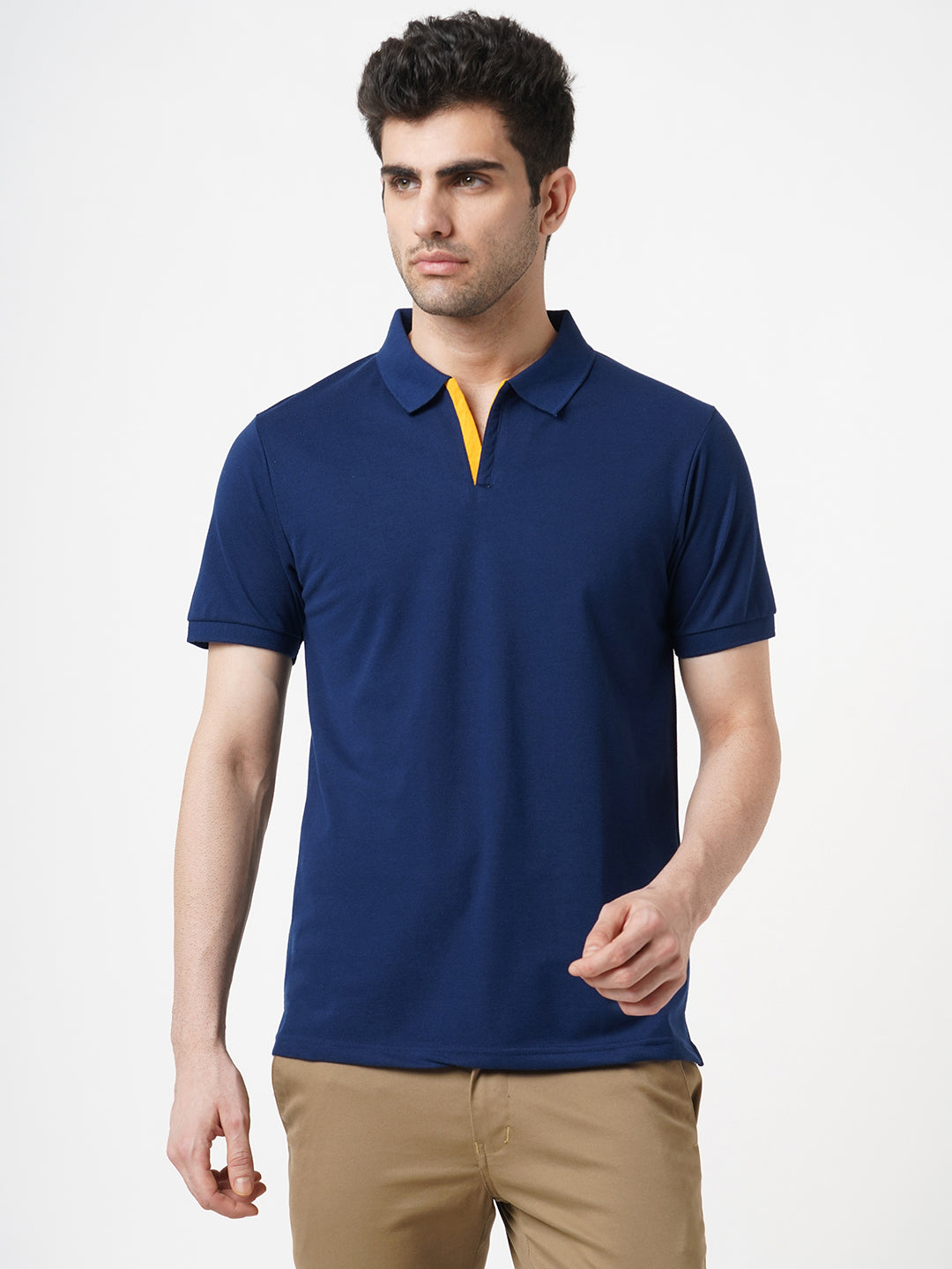 STITCH HUB Men's Polo Tshirt - Blue Cotton Rich Blend, Classic Fit for Versatile Casual & Formal Wear