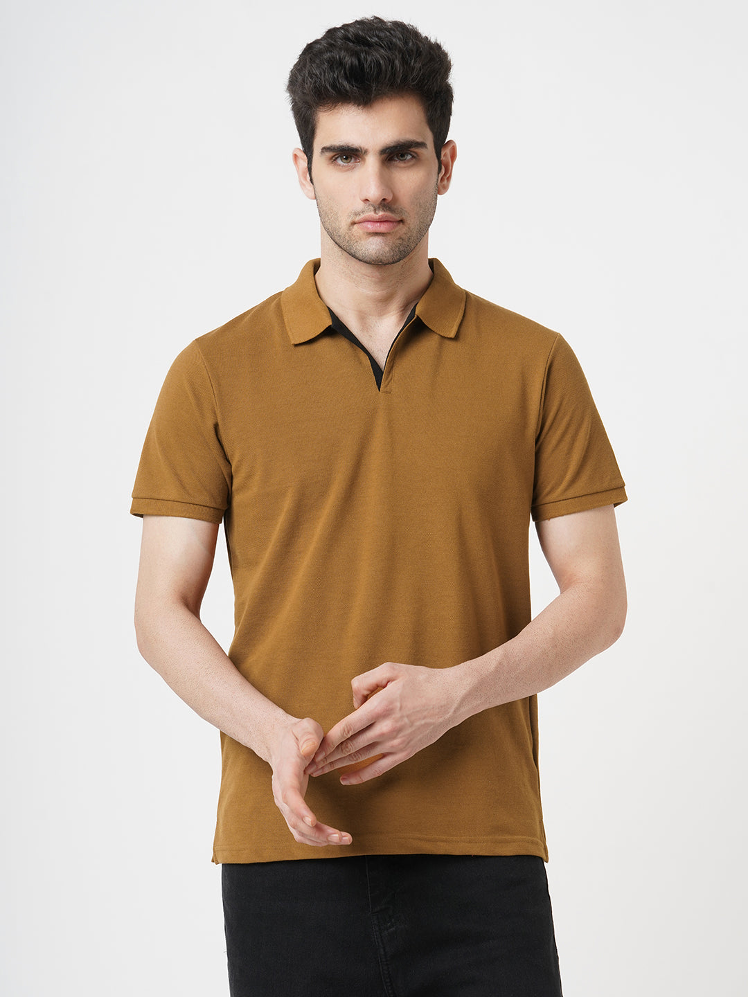 STITCH HUB Men's Polo Tshirt Cotton Rich Blend Comfortable, Stylish, and Breathable Copper Polo for Formal & Casual Wear