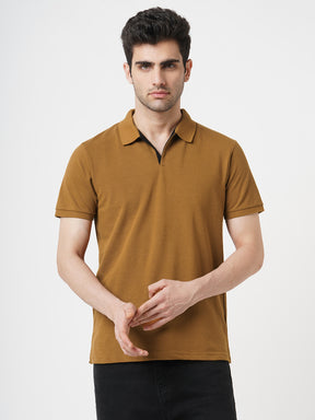 STITCH HUB Men's Polo Tshirt Cotton Rich Blend Comfortable, Stylish, and Breathable Copper Polo for Formal & Casual Wear