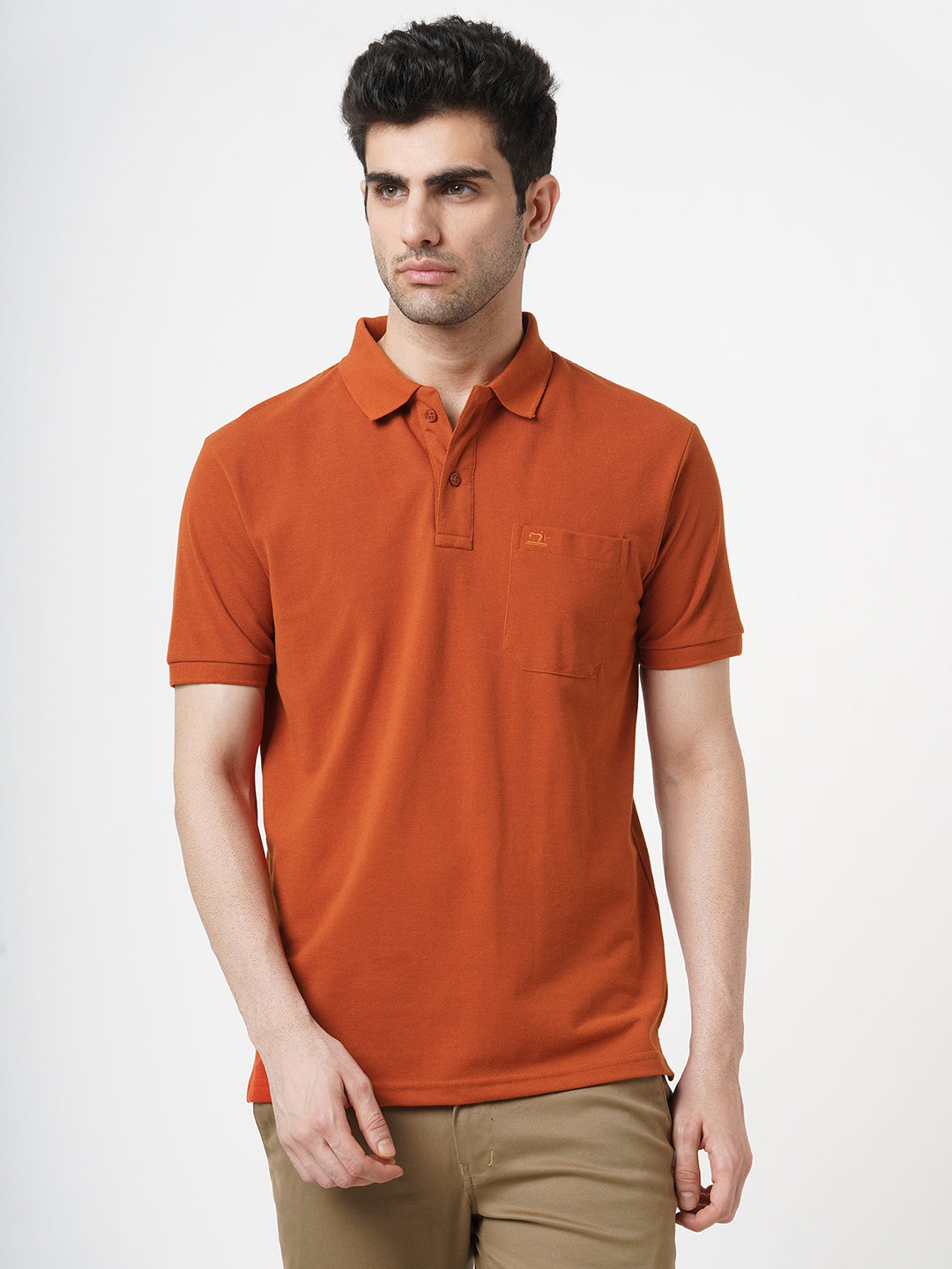 STITCH HUB Matty Polo for Men, Rust Cotton Rich Blend – Stylish, Breathable, Durable Casual Wear